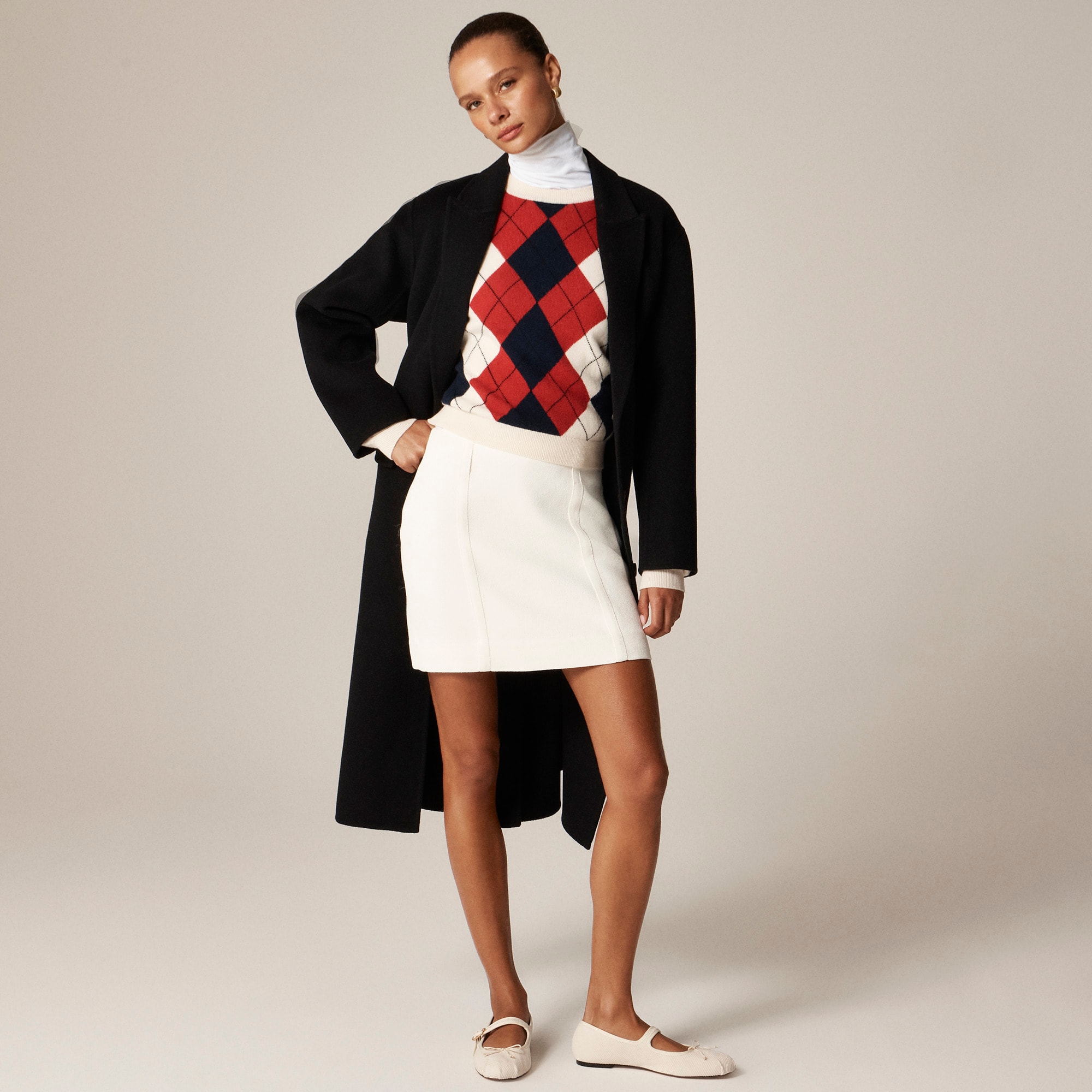 Perfect cashmere crewneck sweater in argyle - image 3