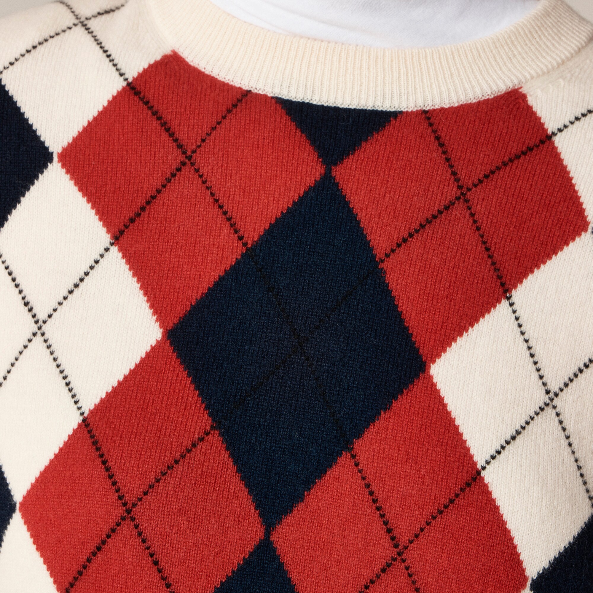 Perfect Cashmere Crewneck Sweater In Argyle For Women | J.Crew
