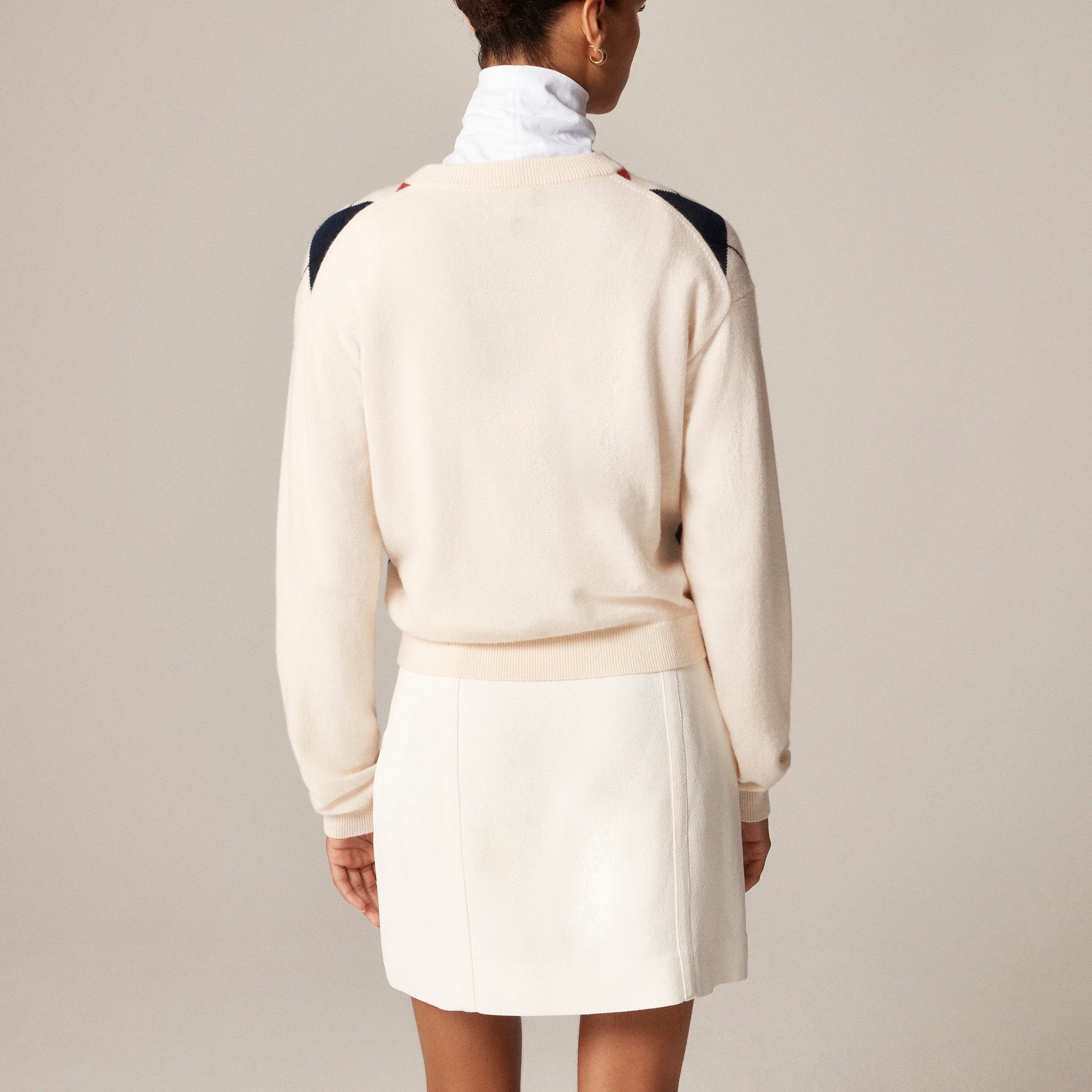 Perfect cashmere crewneck sweater in argyle