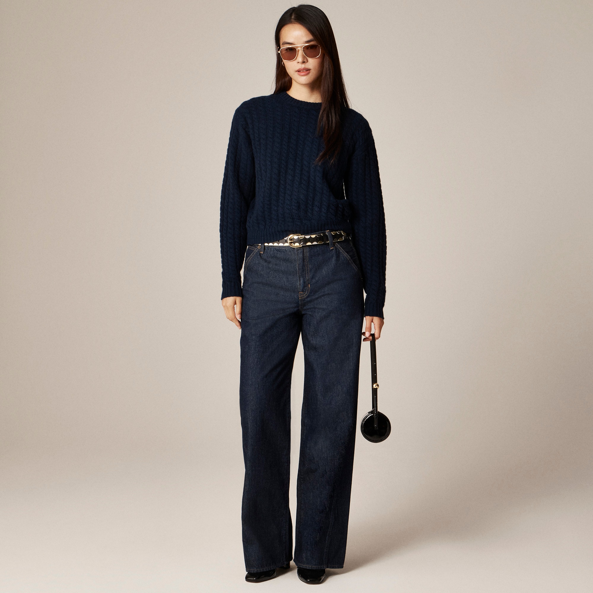 Perfect cashmere cable-knit crewneck sweater