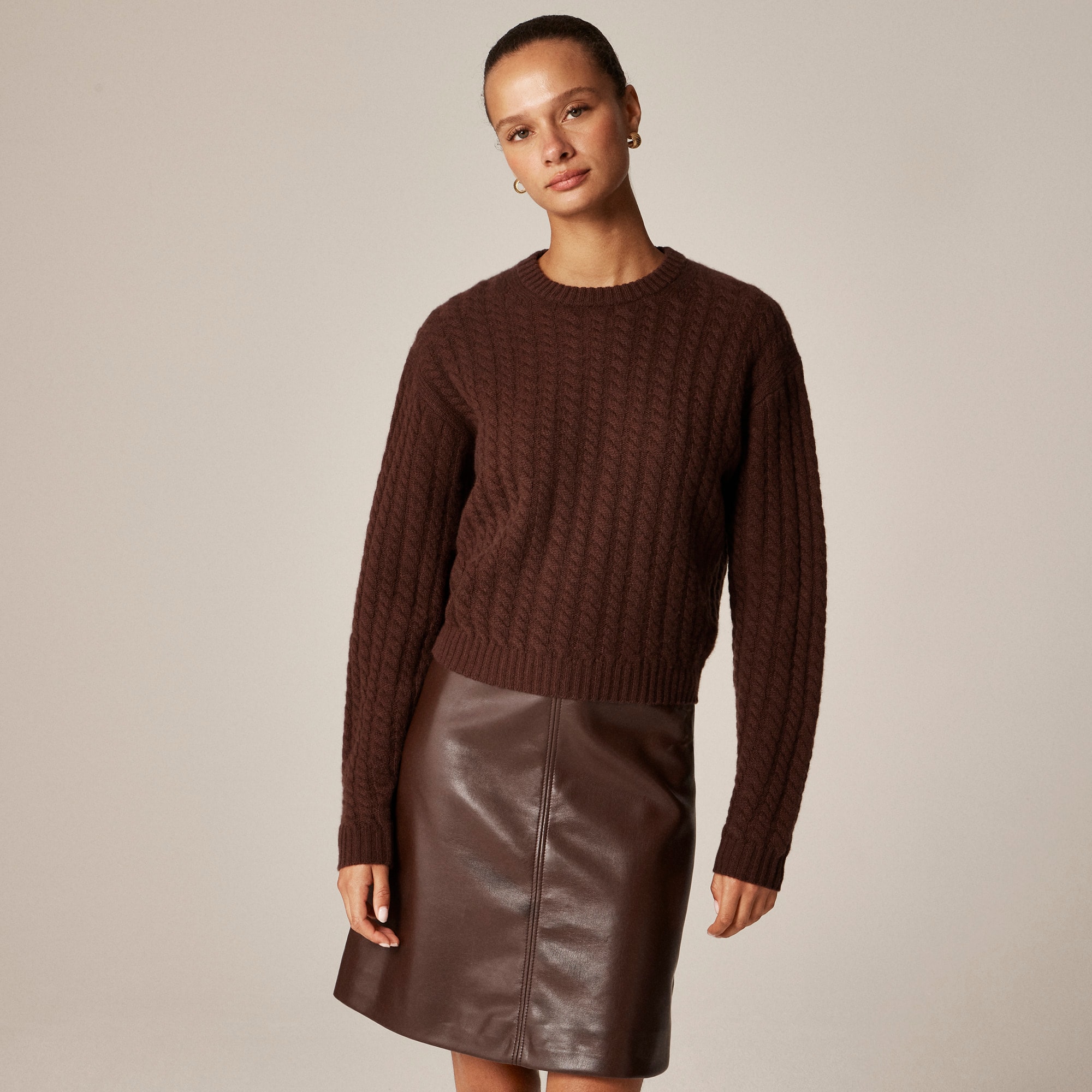 Perfect cashmere cable-knit crewneck sweater