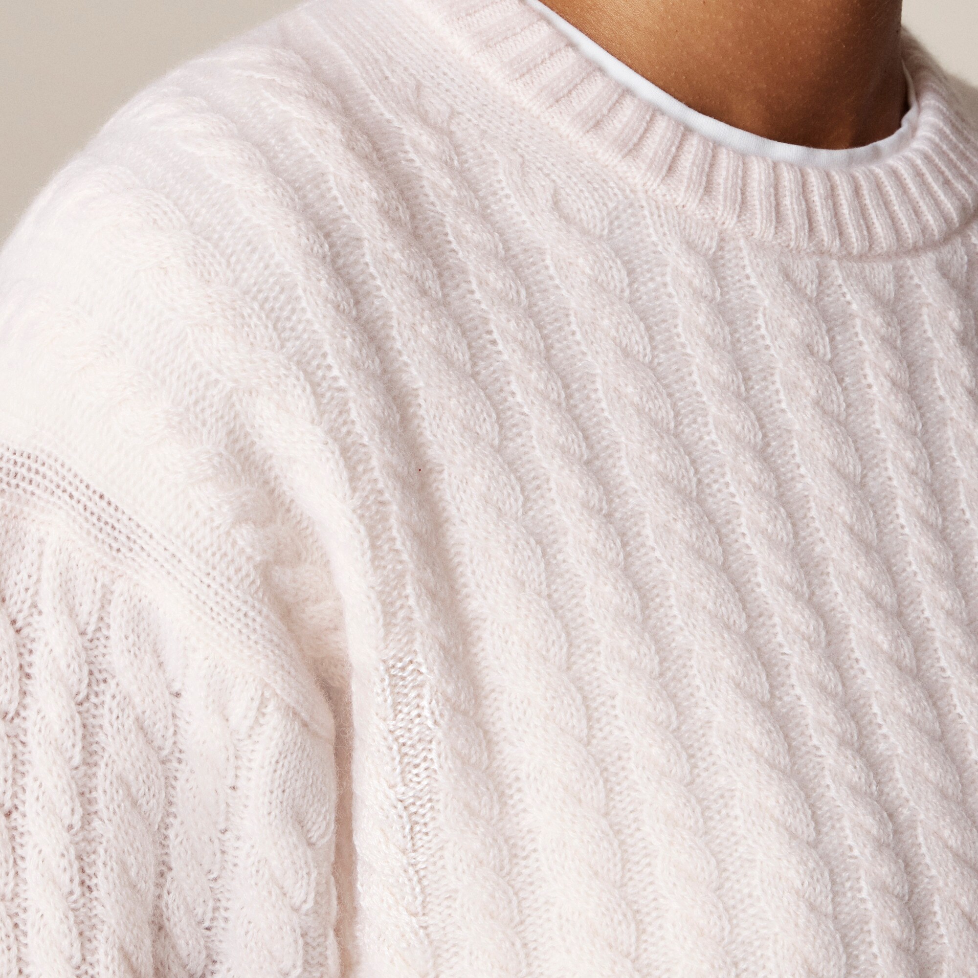 Perfect cashmere cable-knit crewneck sweater