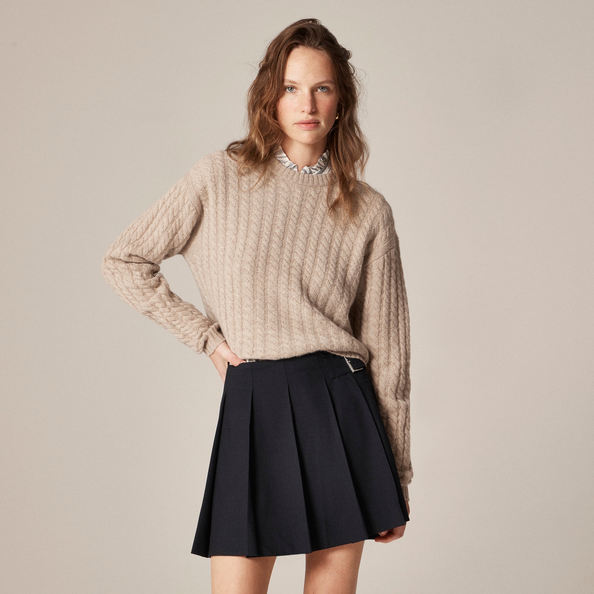 Perfect cashmere cable-knit crewneck sweater