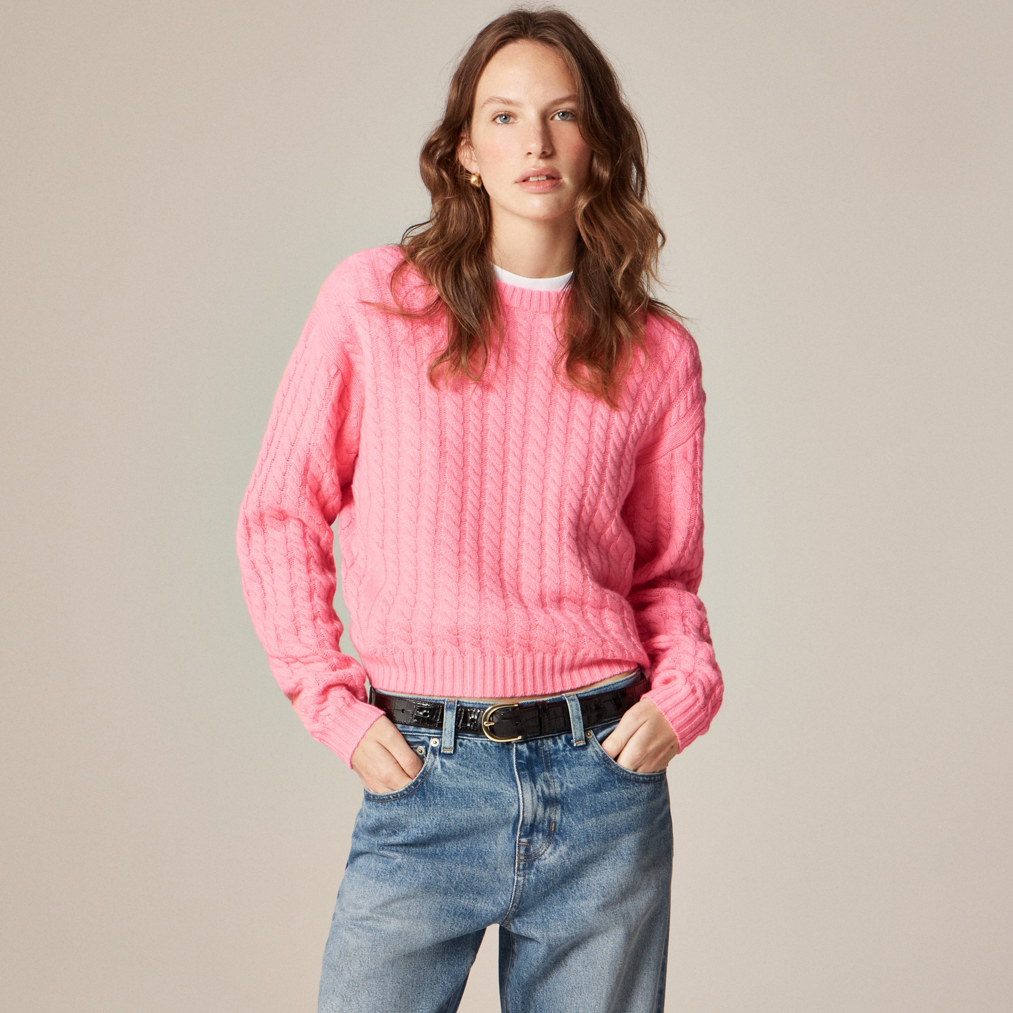  Perfect cashmere cable-knit crewneck sweater