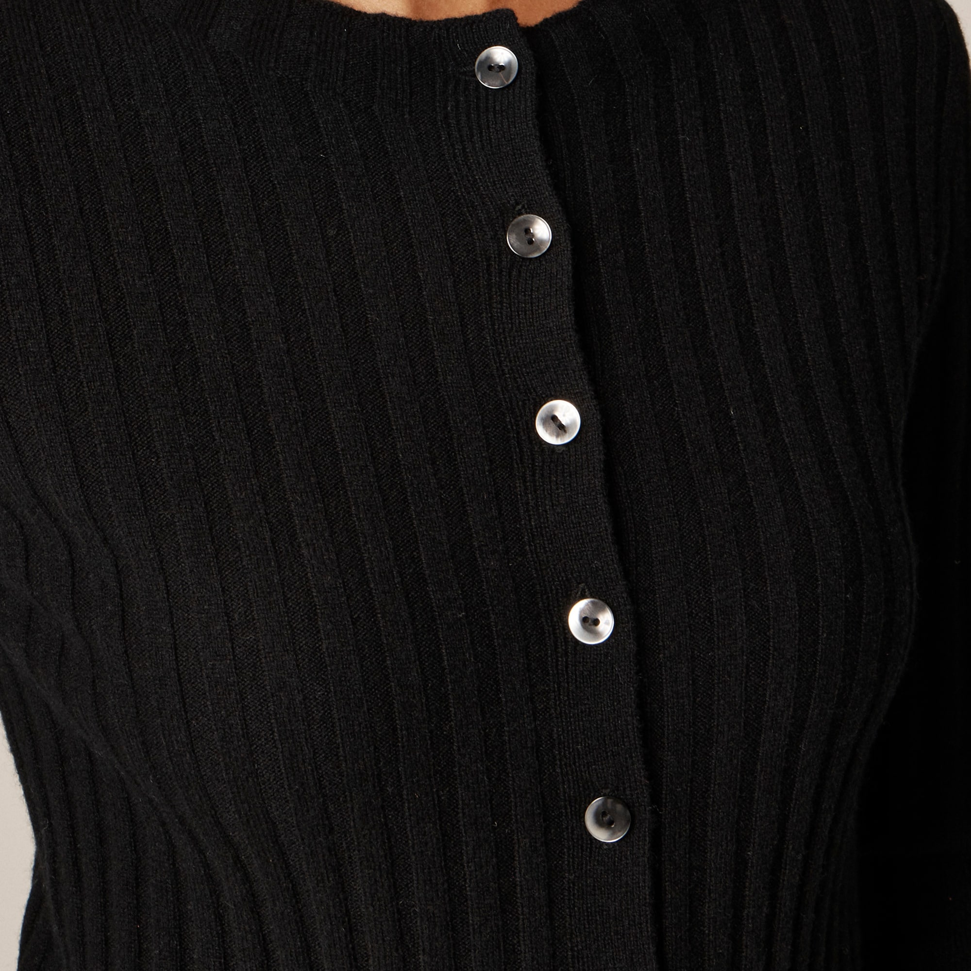 Wide-rib cashmere cardigan