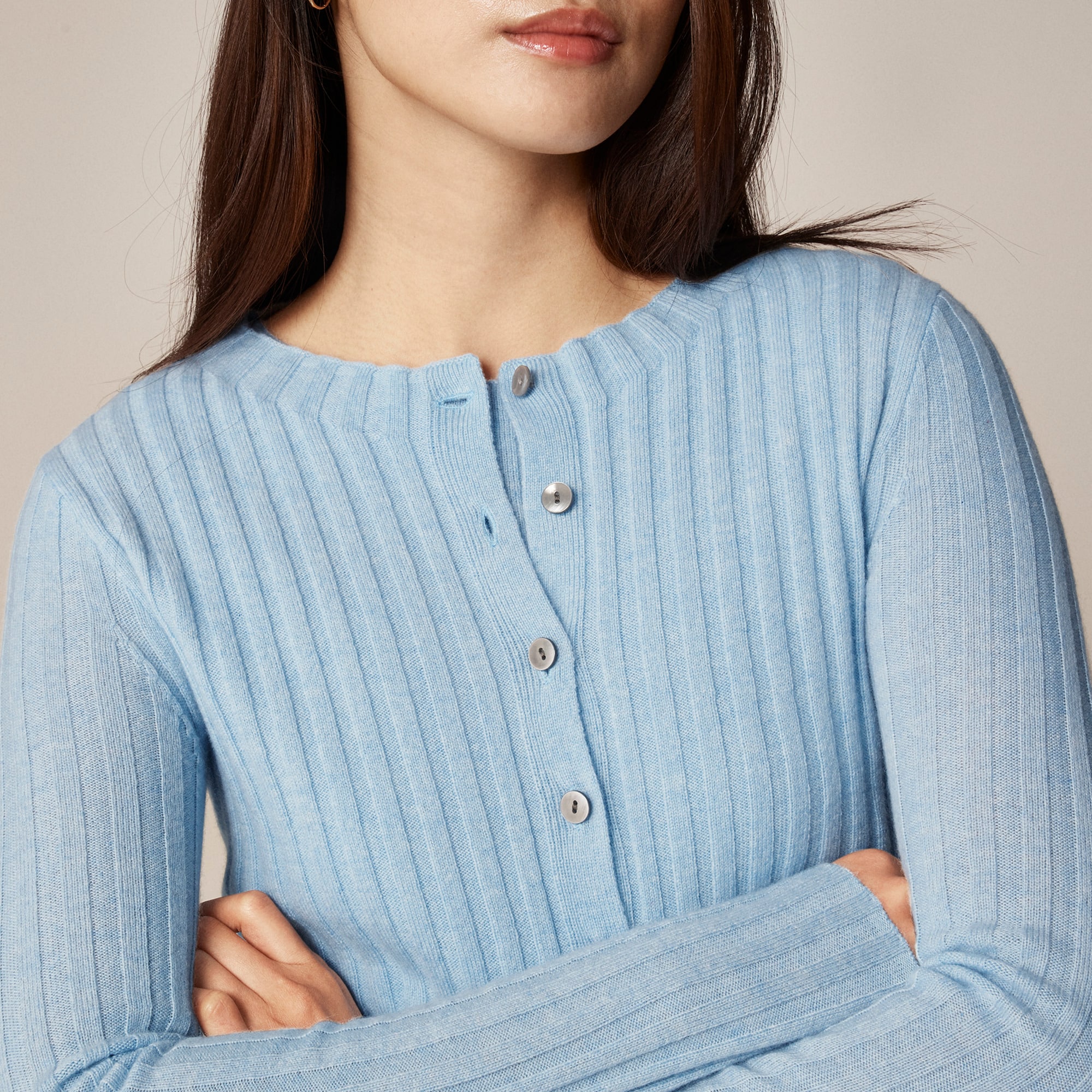カットソー(長袖+七分) CHAMBRAY LIKE 2WAY KNIT Lea Open Linen Cardigan