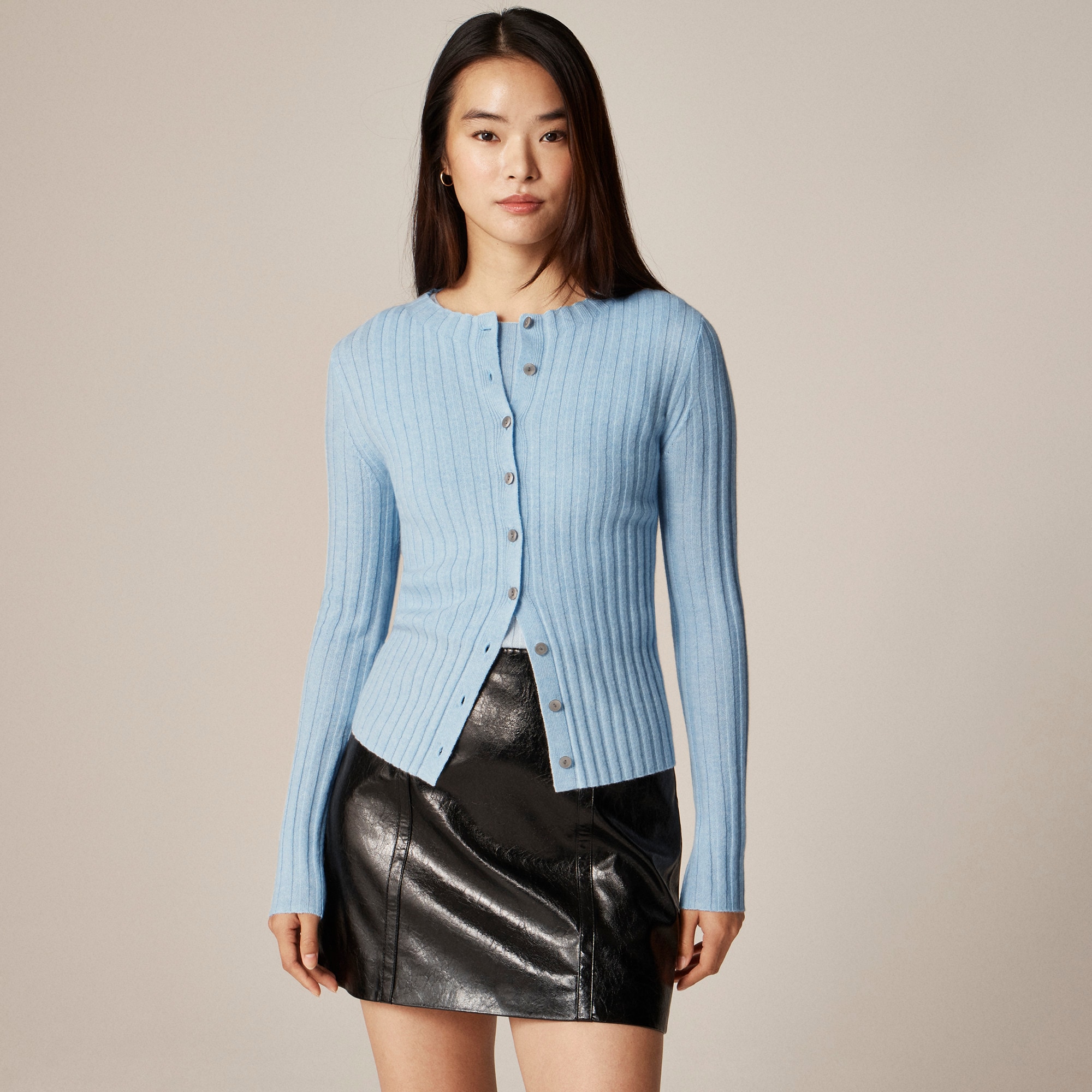 Wide-rib cashmere cardigan