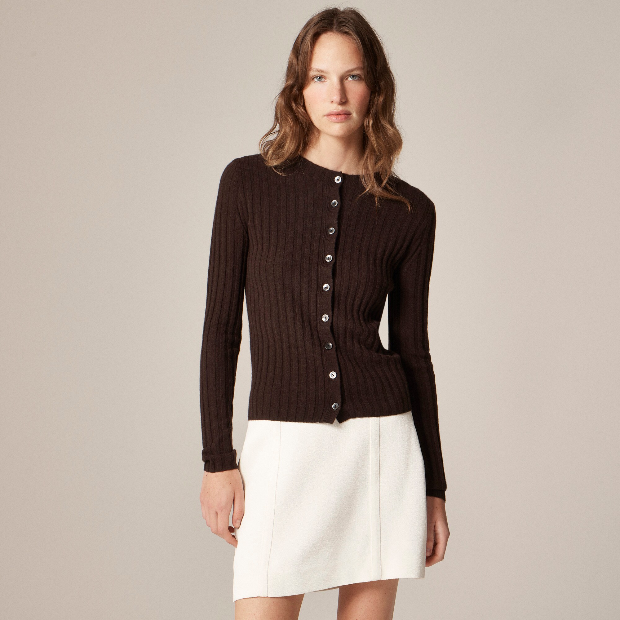 Wide-rib cashmere cardigan