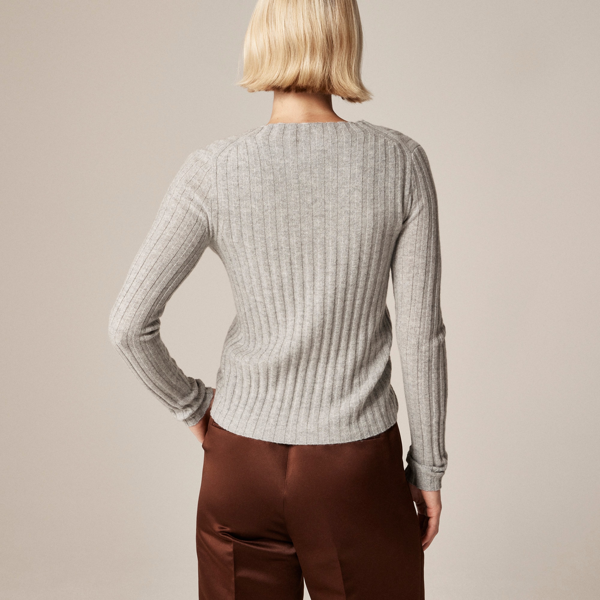 Wide-rib cashmere cardigan