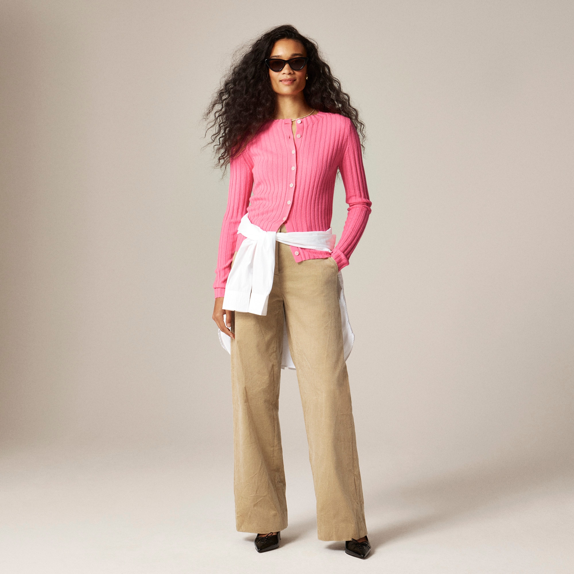 Wide-rib cashmere cardigan