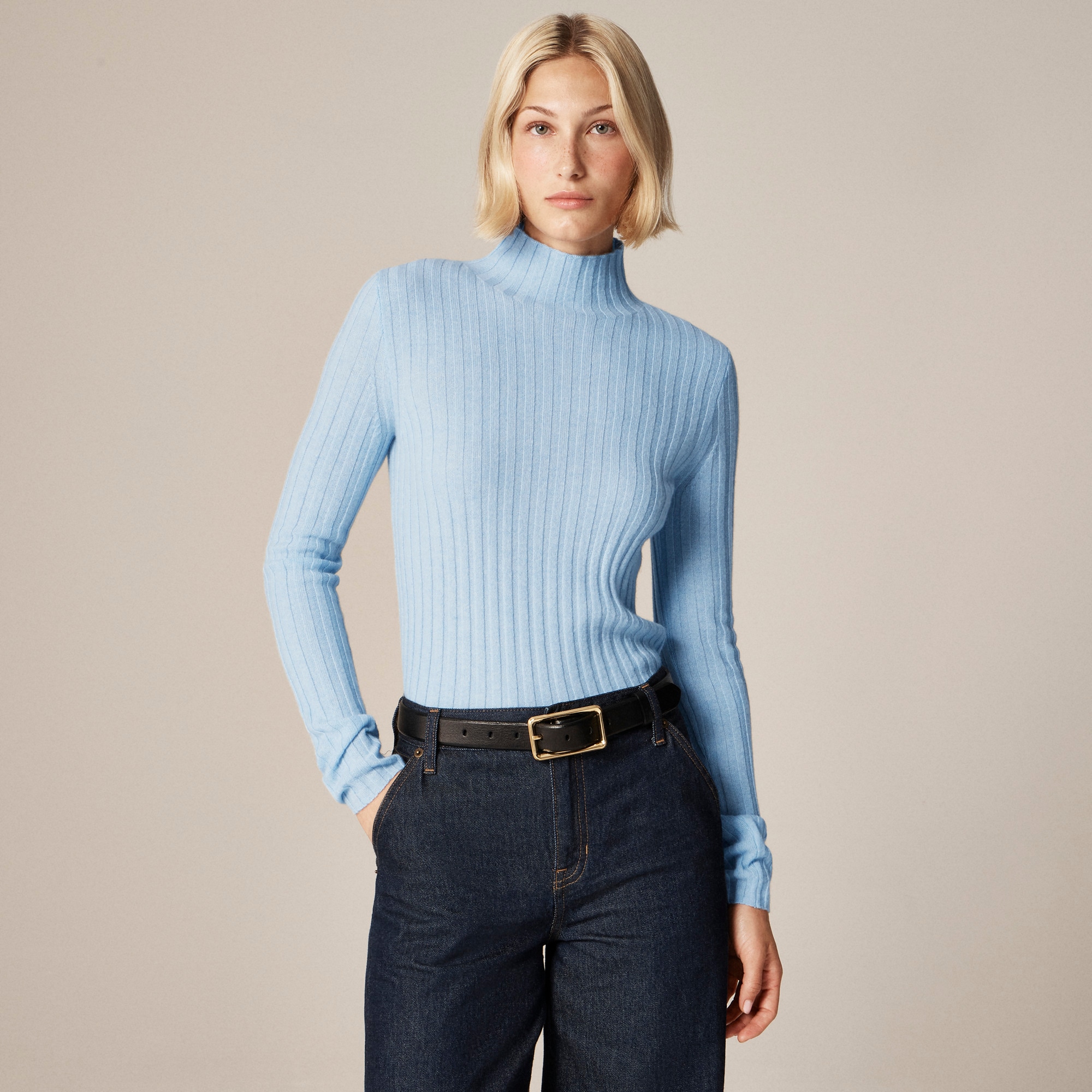 Wide-rib Cashmere Turtleneck Sweater For Women | J.Crew