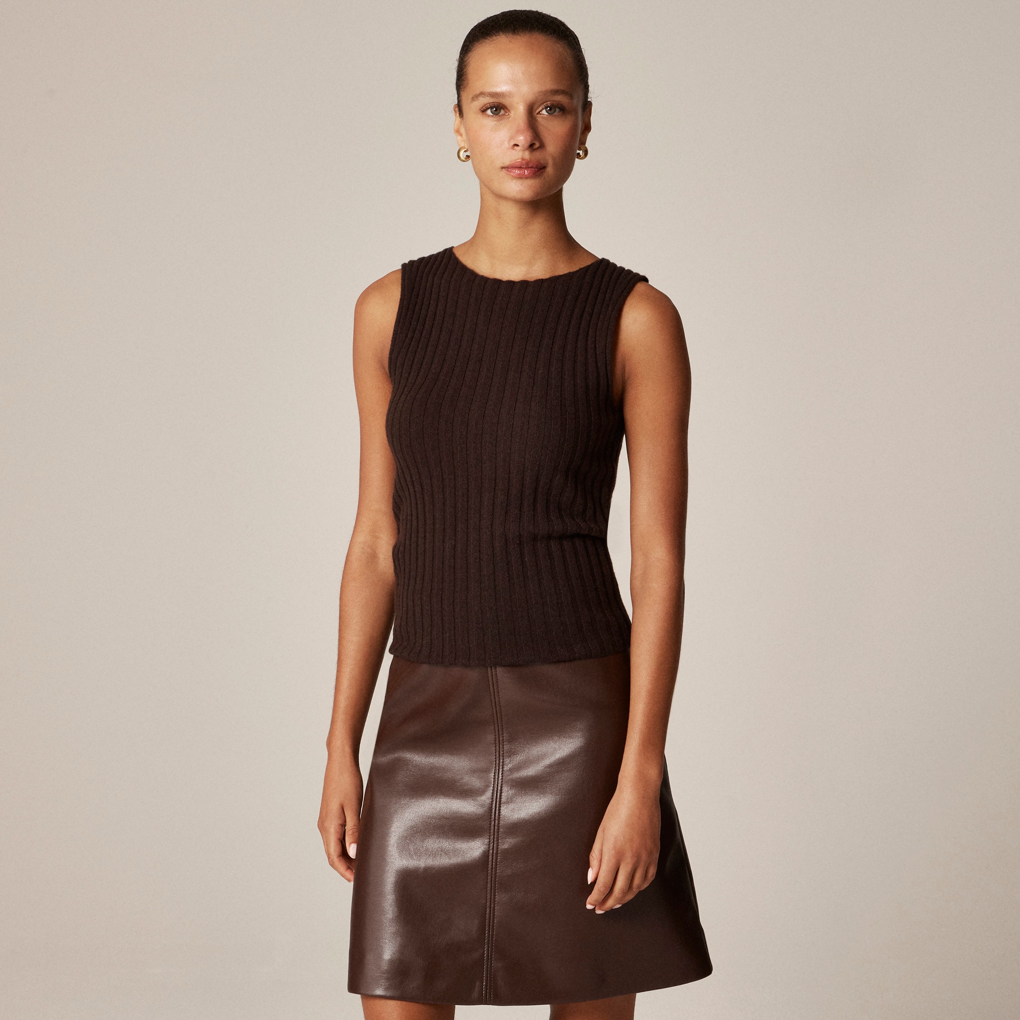 Wide-rib cashmere sweater shell