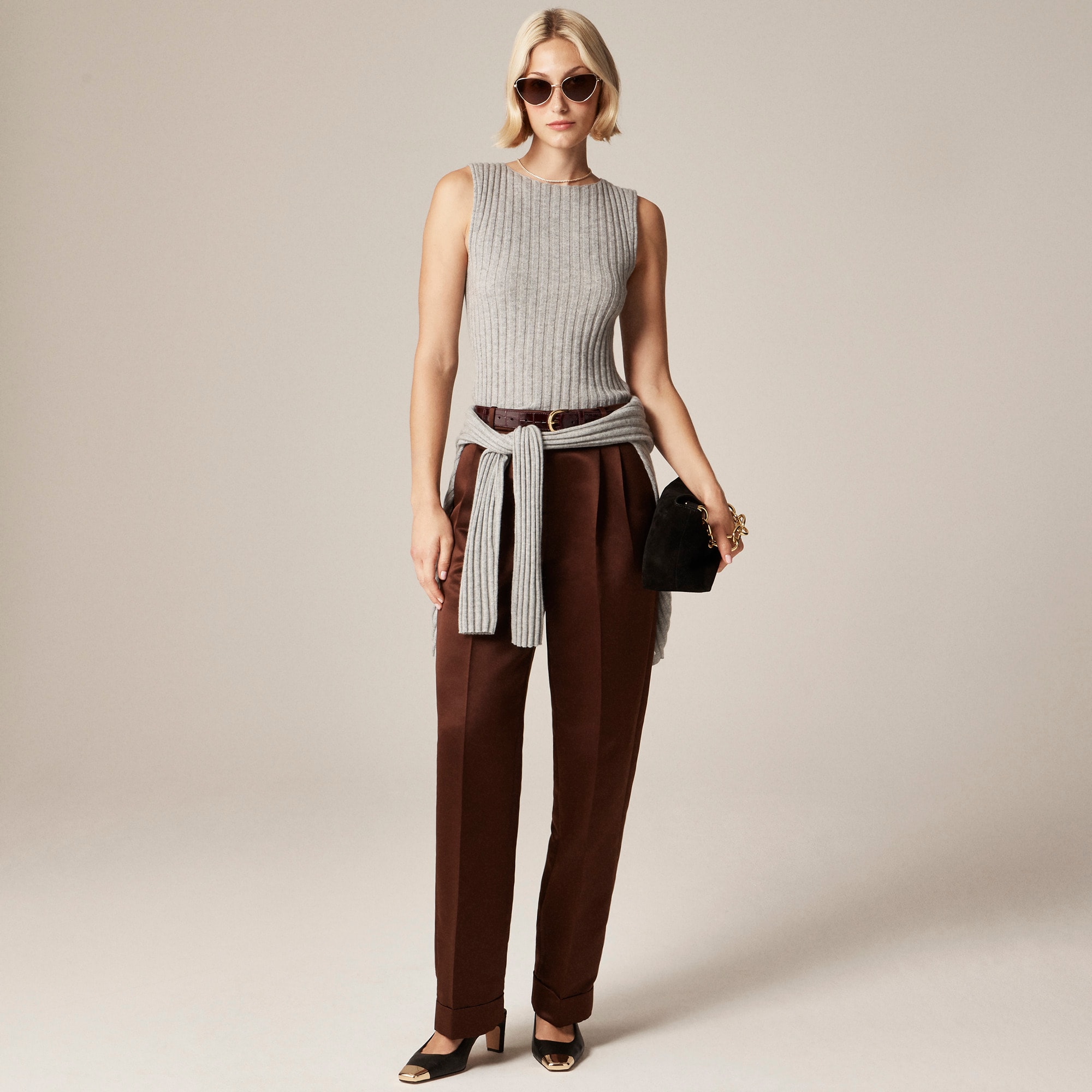 Wide-rib cashmere sweater shell