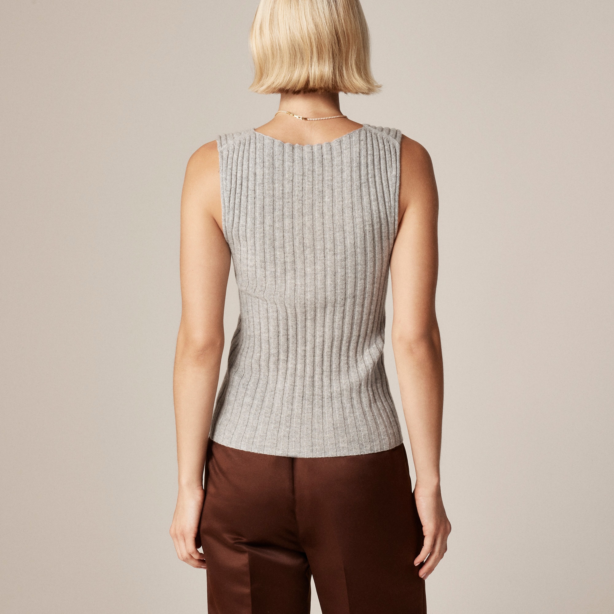 Wide-rib cashmere sweater shell