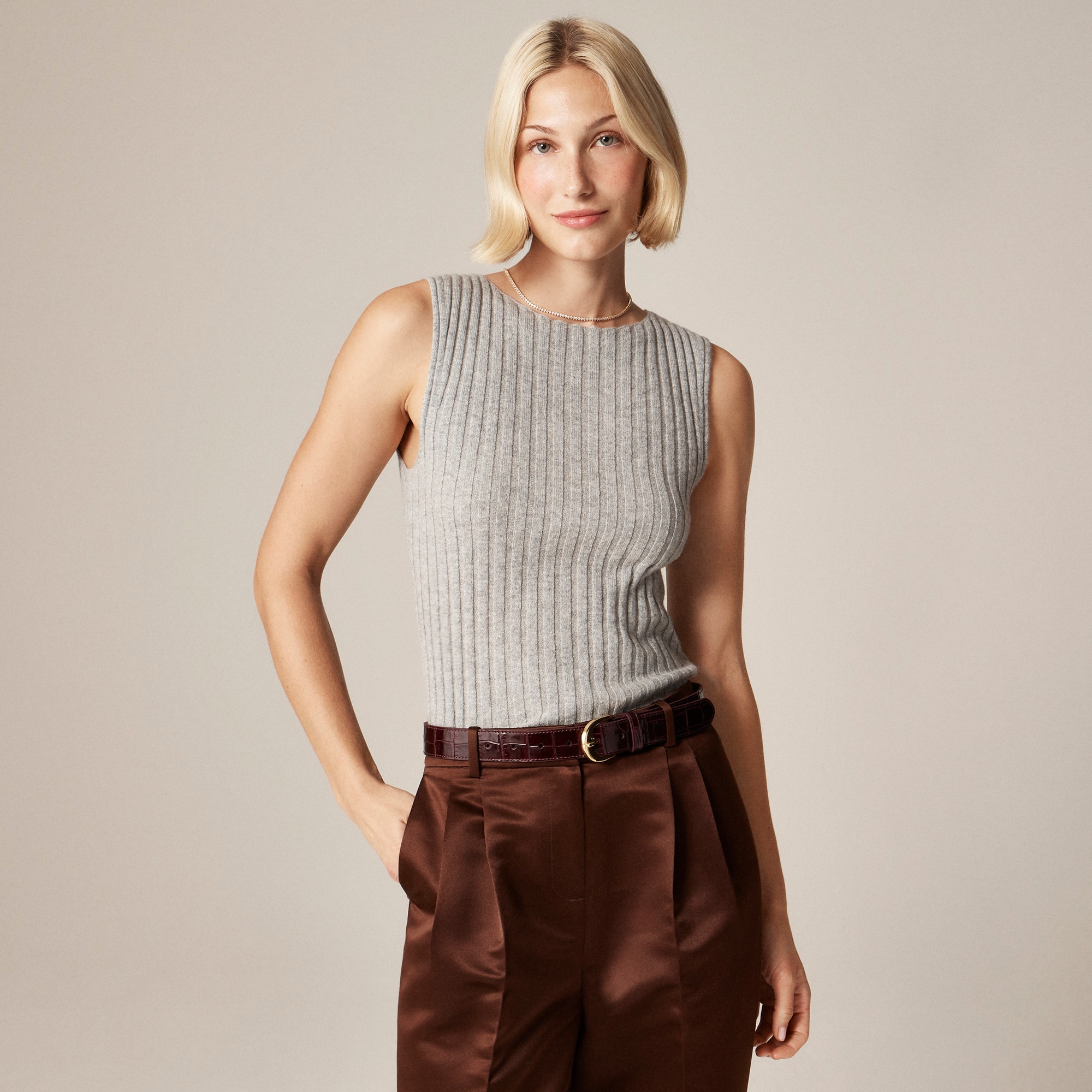 Wide-rib cashmere sweater shell - image 3