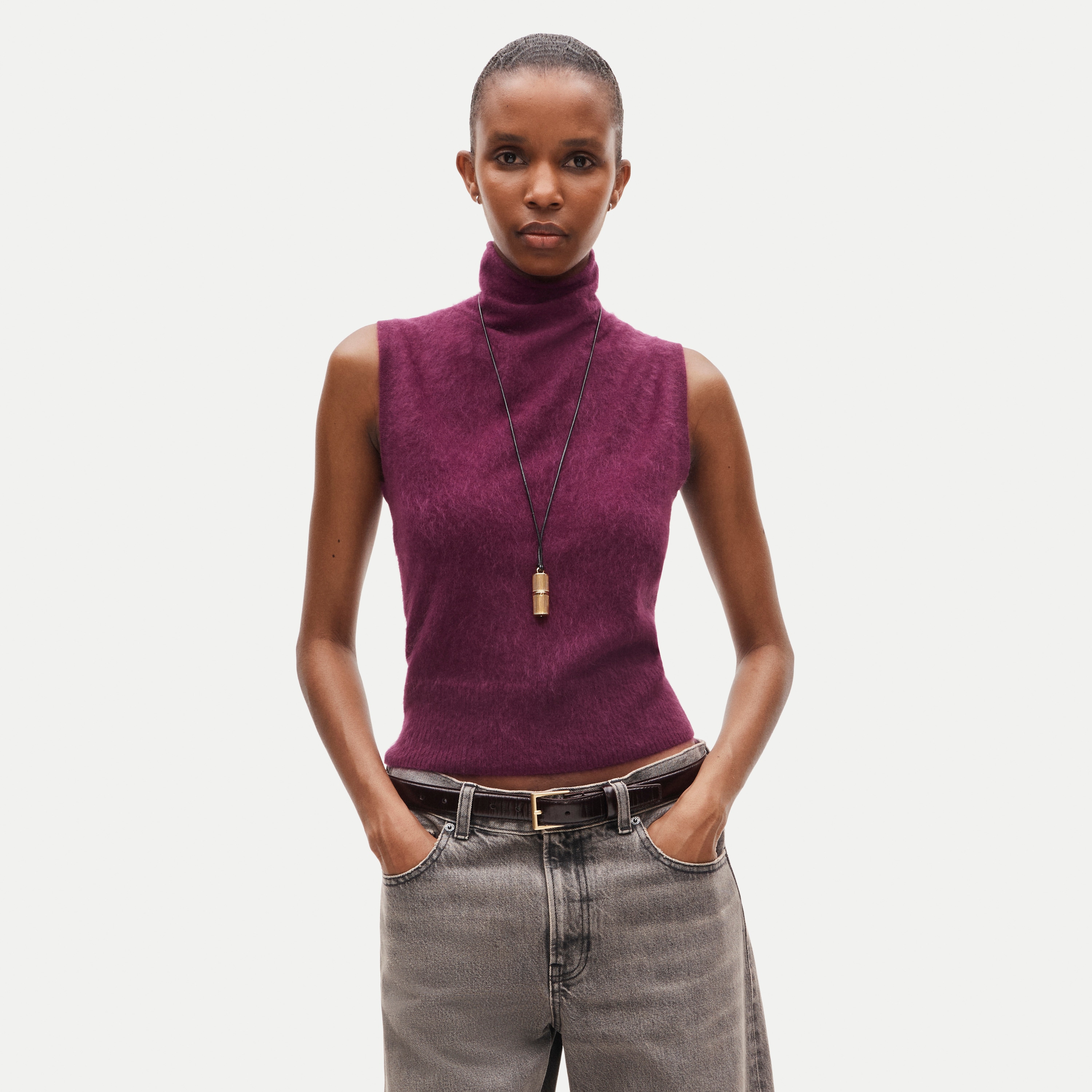 Cashmere turtleneck sweater shell