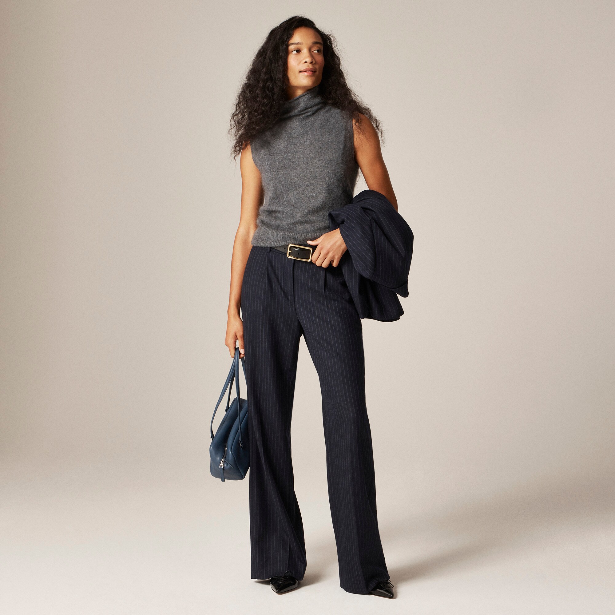 Brushed cashmere turtleneck sweater shell