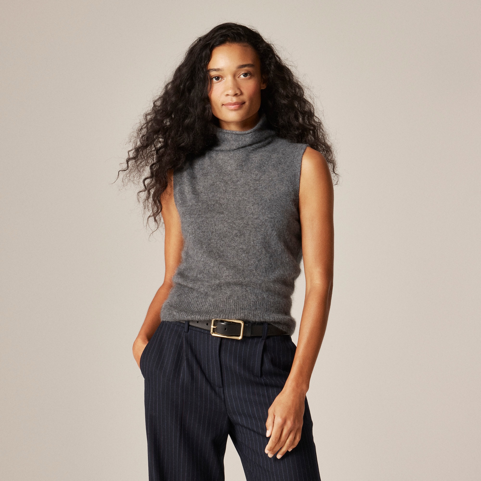 Brushed cashmere turtleneck sweater shell