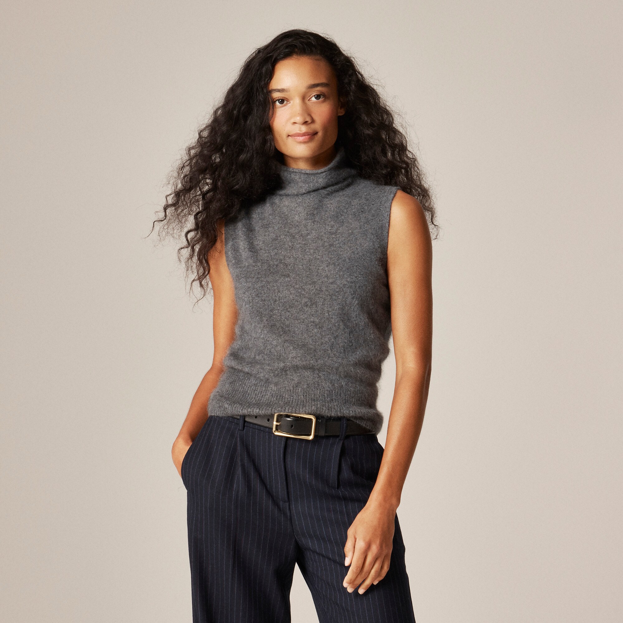 Brushed cashmere turtleneck sweater shell