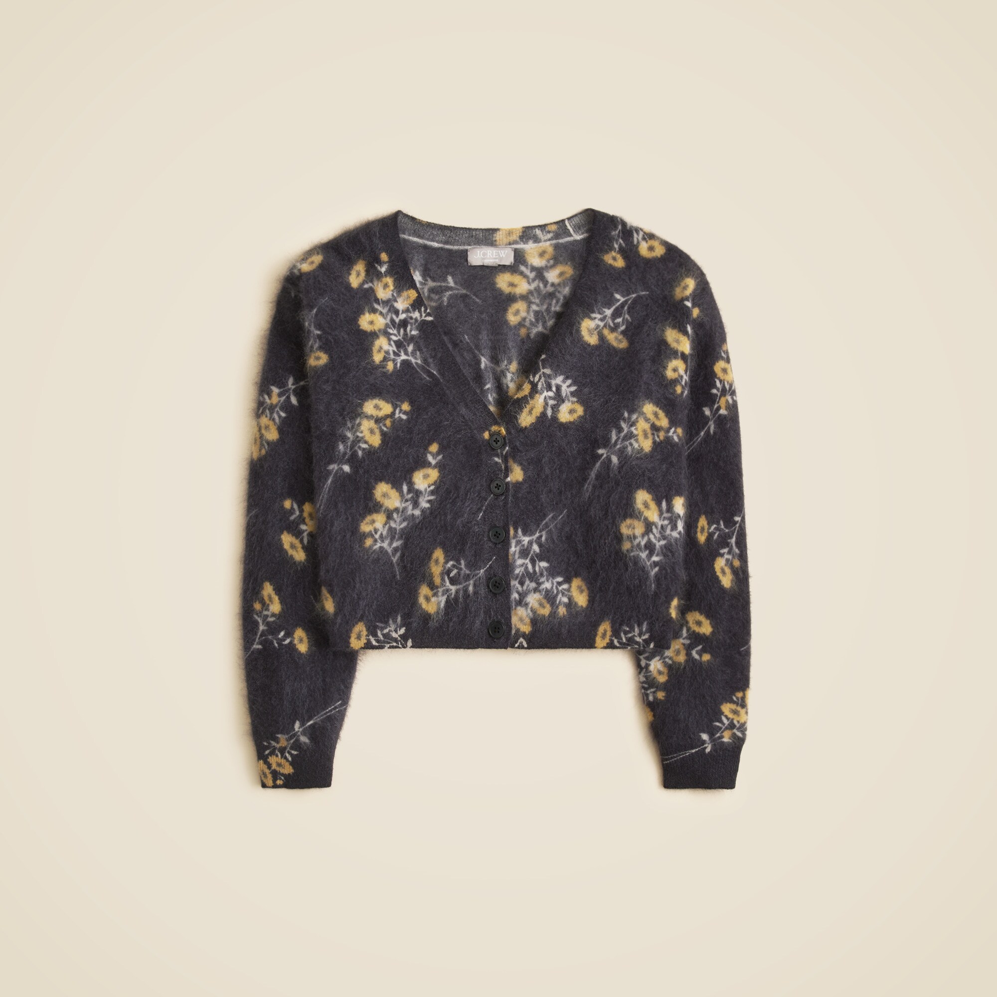  Brushed cashmere party cardigan in marigold print