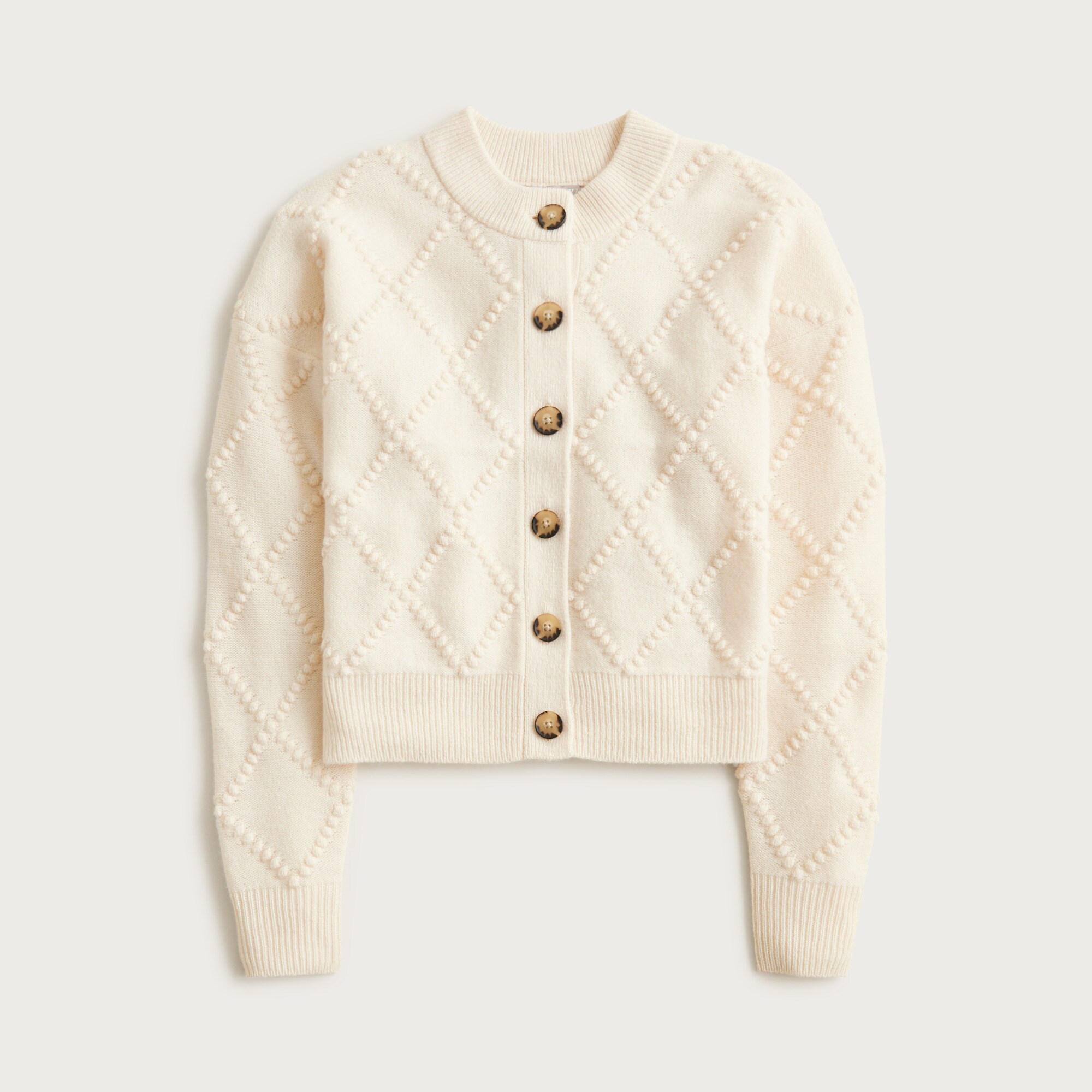  Popcorn-stitch cardigan in vintage wool