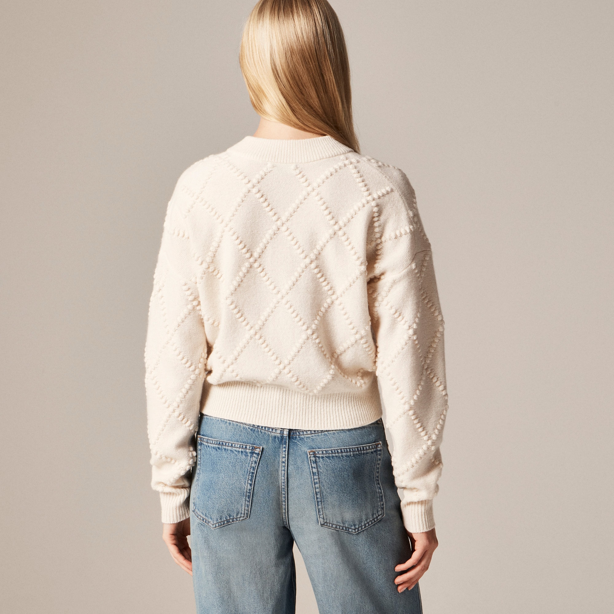Popcorn-stitch cardigan in vintage wool - image 5