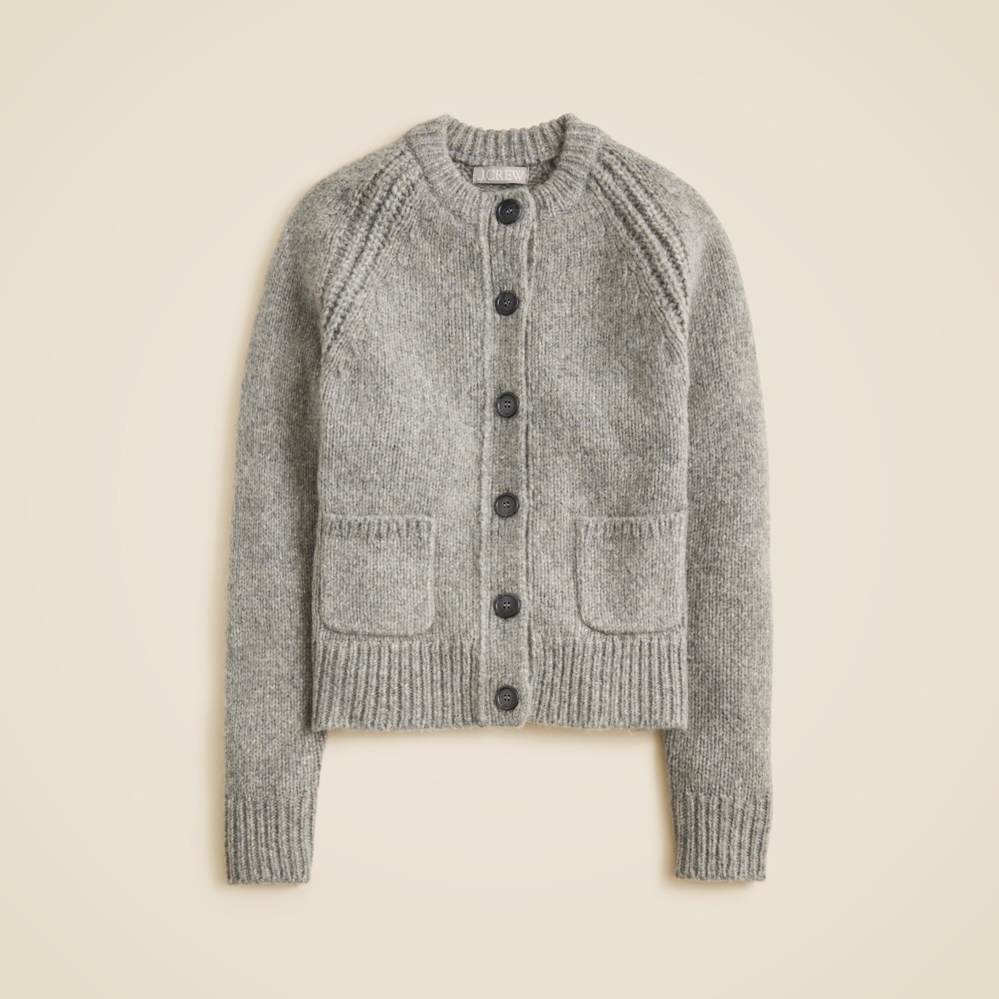 Raglan cardigan in heathered yarn