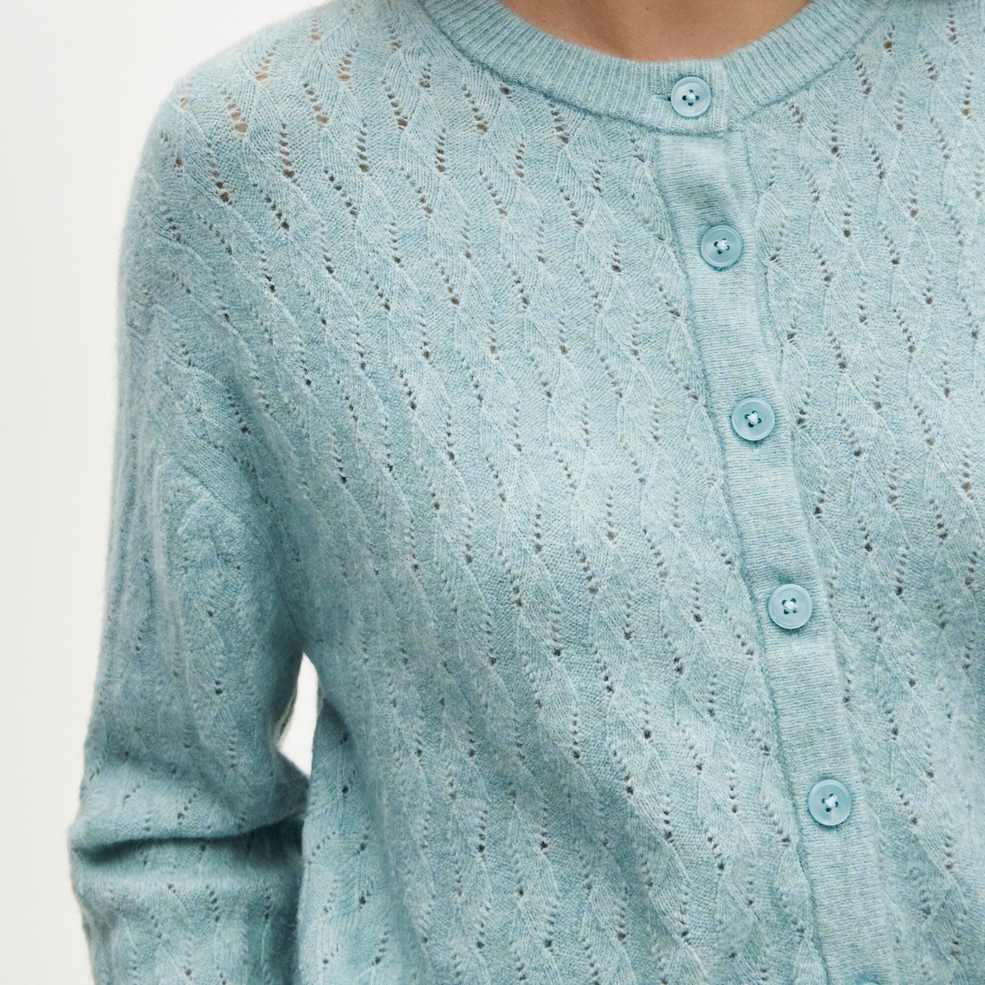 Supersoft pointelle bubble-hem cardigan