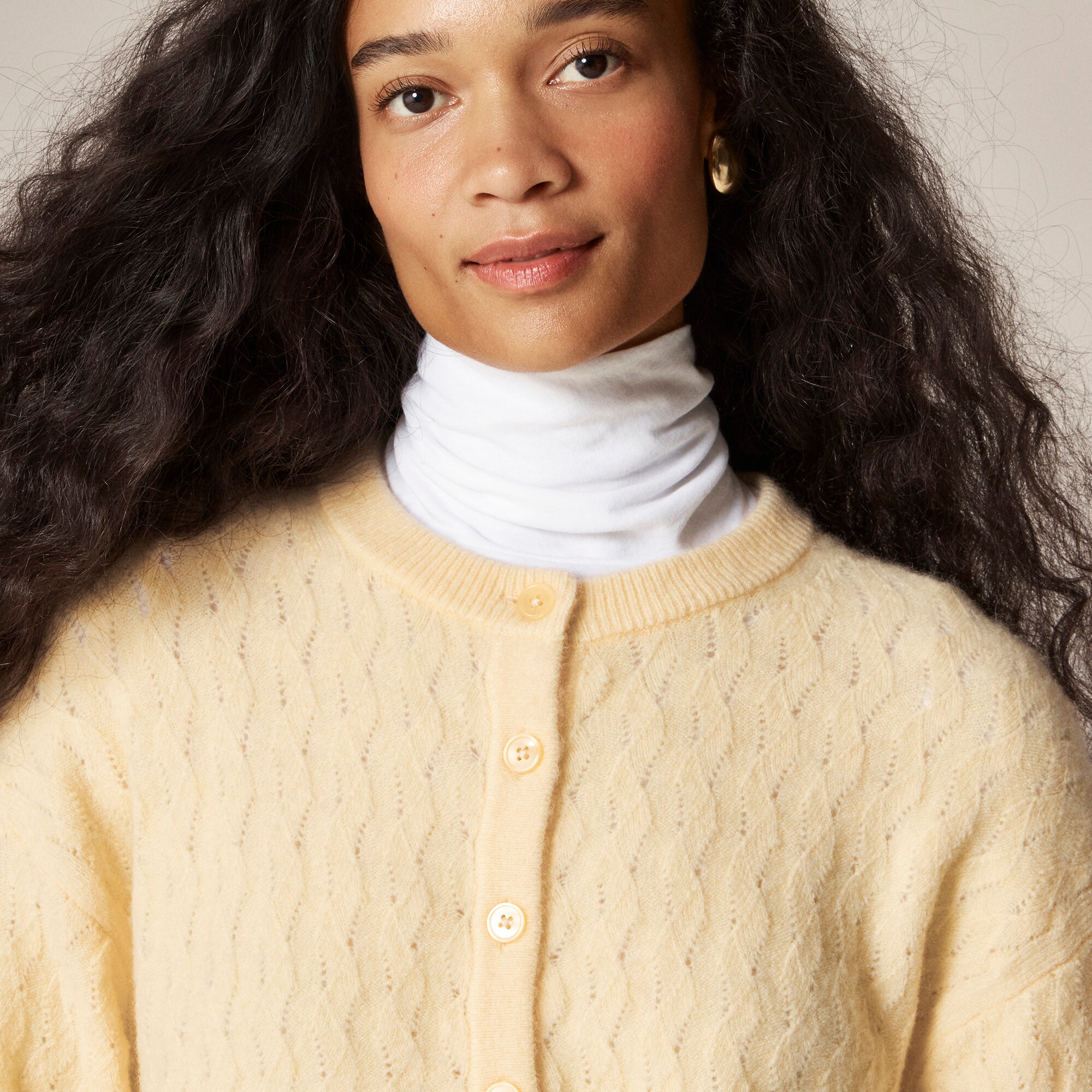Supersoft pointelle bubble-hem cardigan