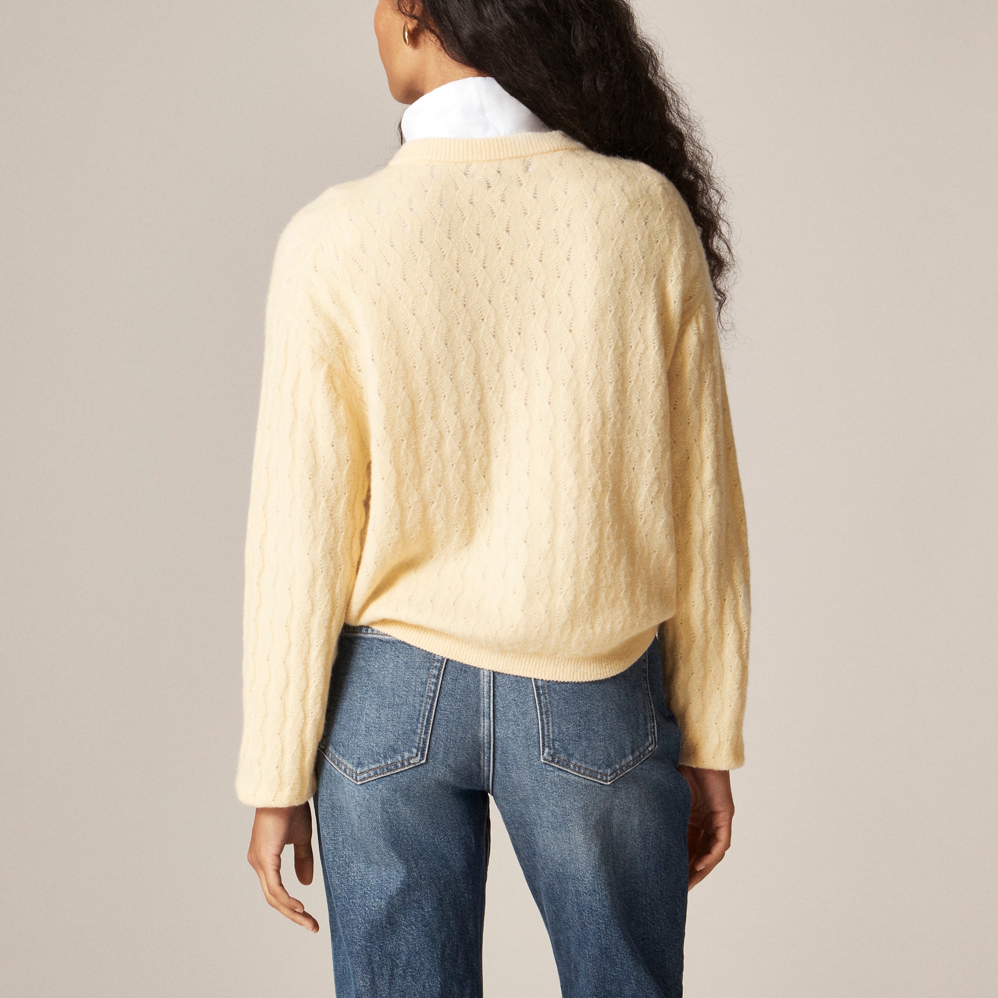 Supersoft pointelle bubble-hem cardigan