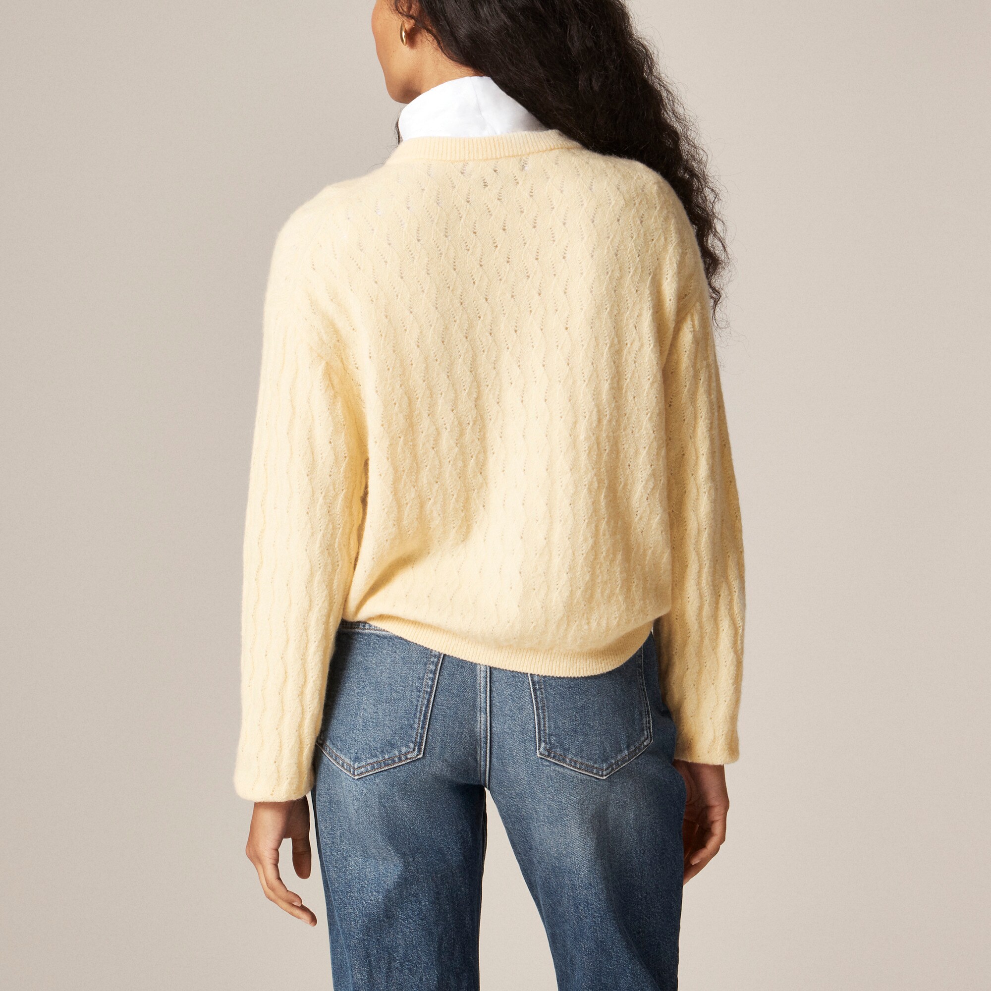 Supersoft pointelle bubble-hem cardigan