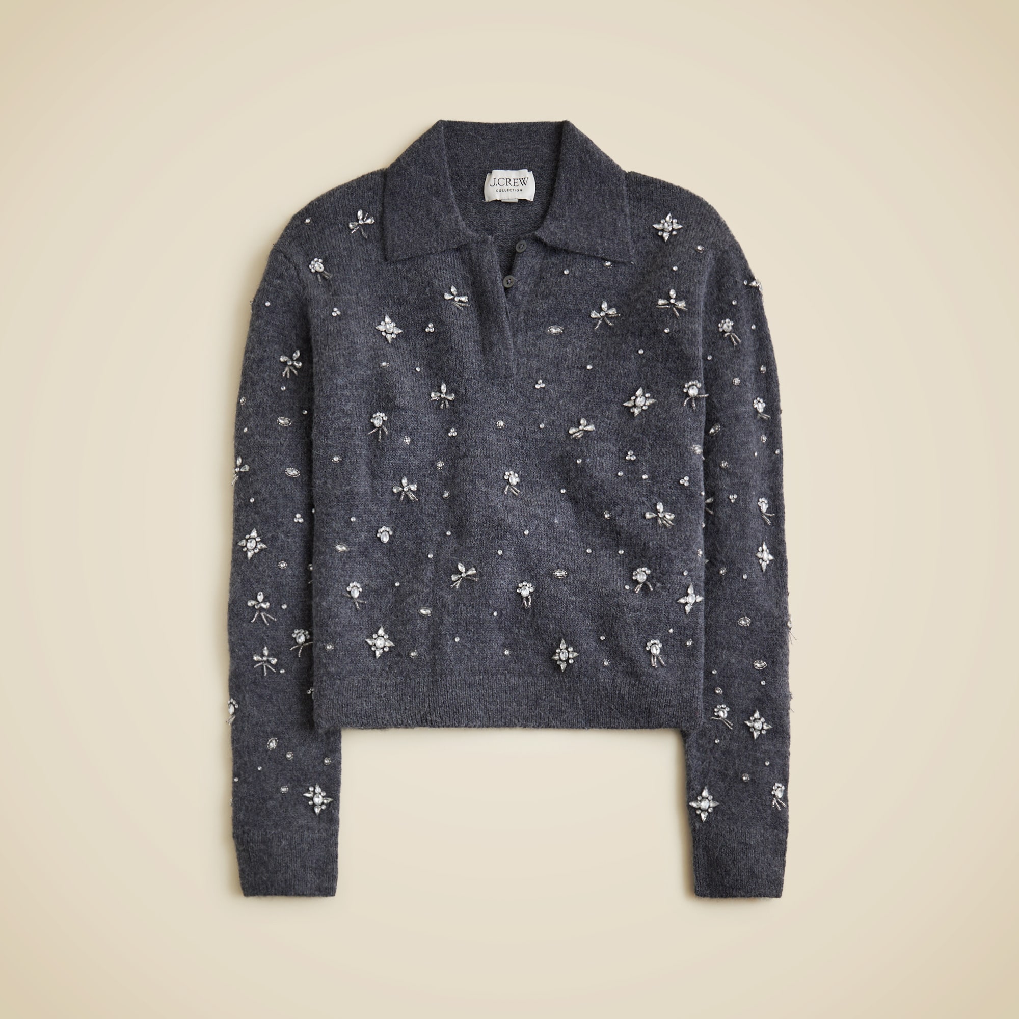 womens Embellished sweater-polo in wool blend