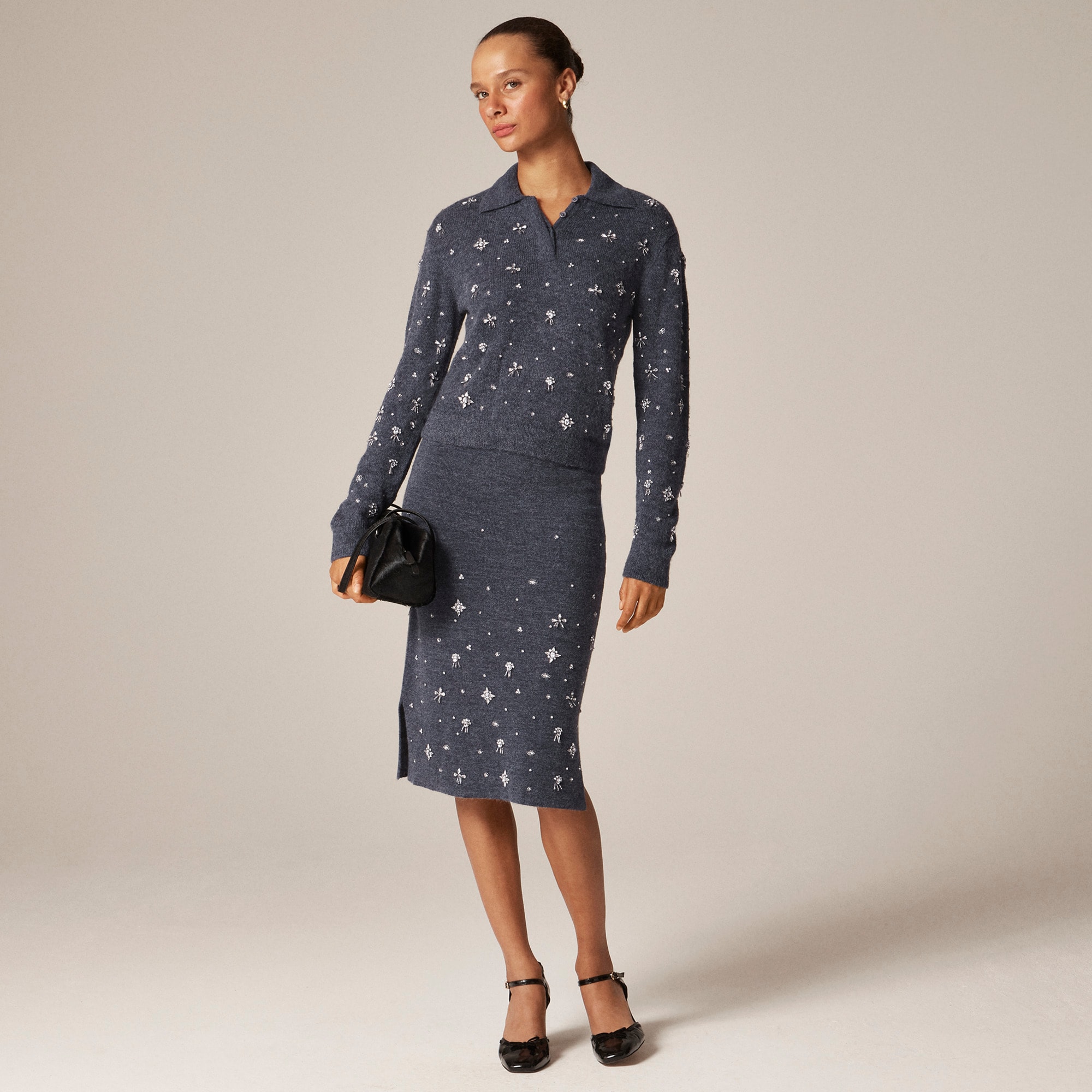 Embellished sweater-polo in wool blend - image 3
