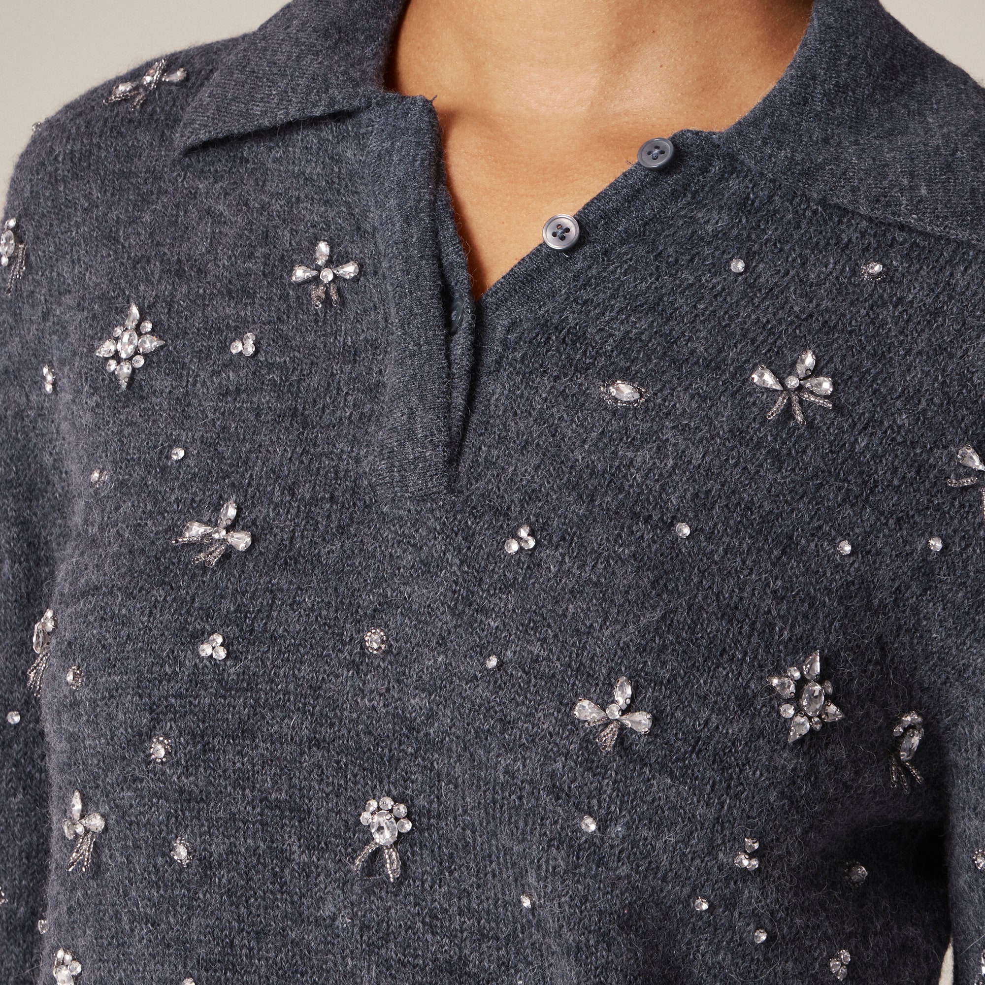 Embellished sweater-polo in wool blend