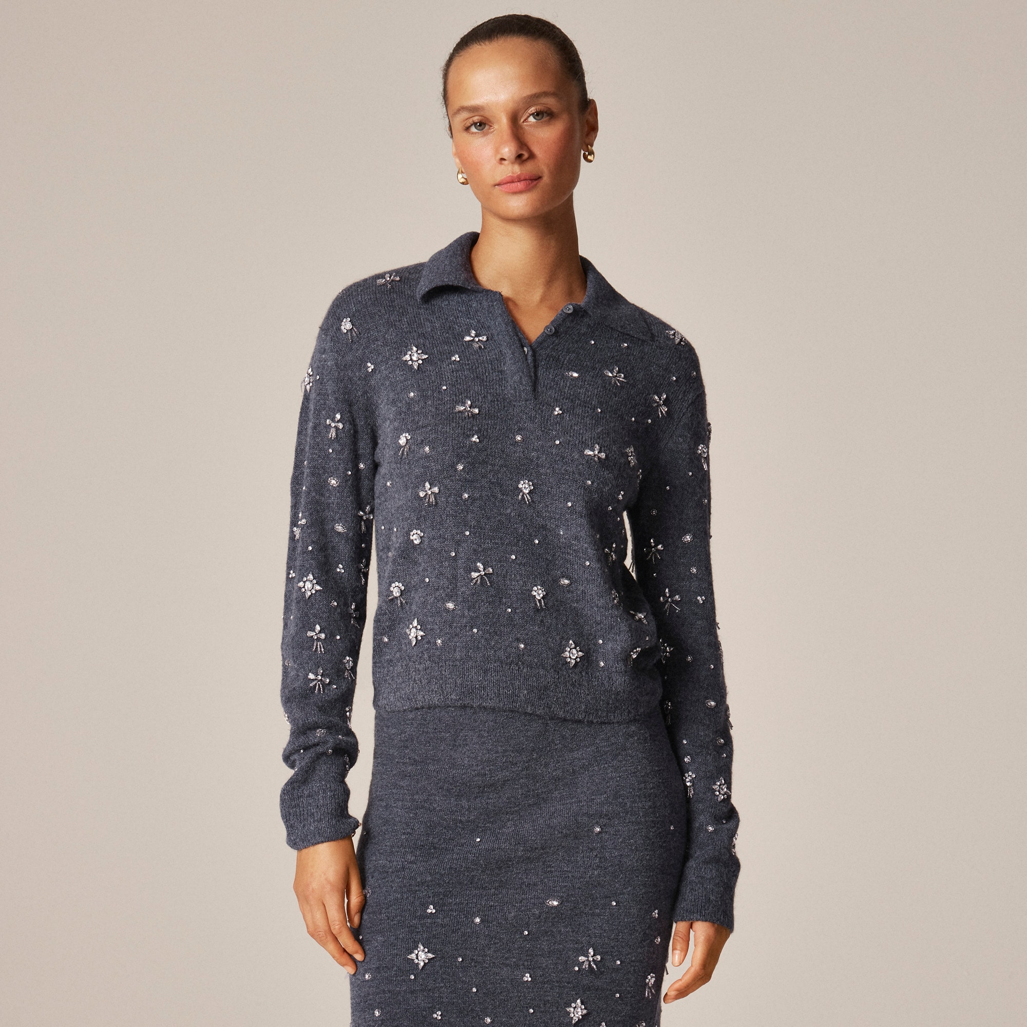 Embellished sweater-polo in wool blend - image 2
