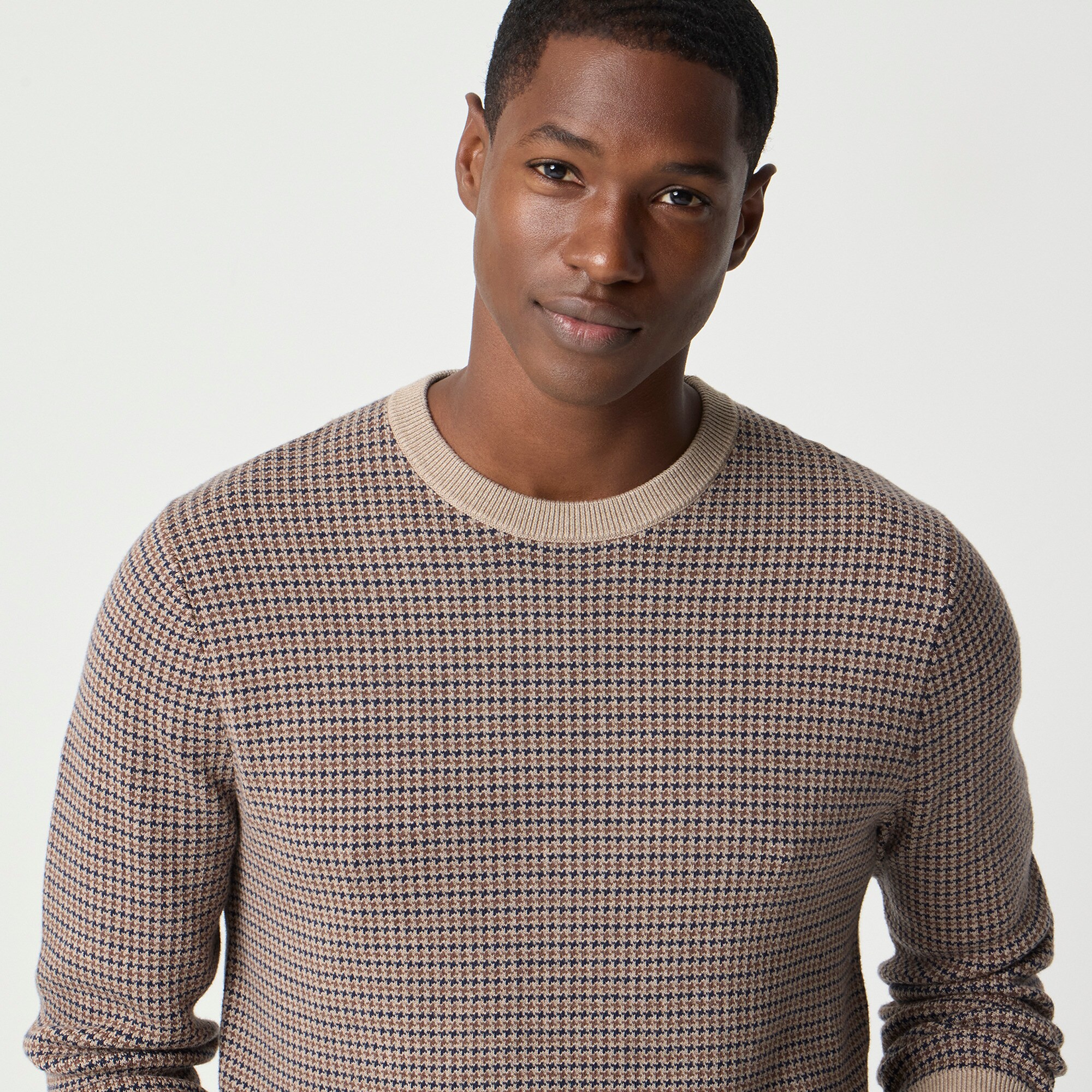 Houndstooth crewneck sweater