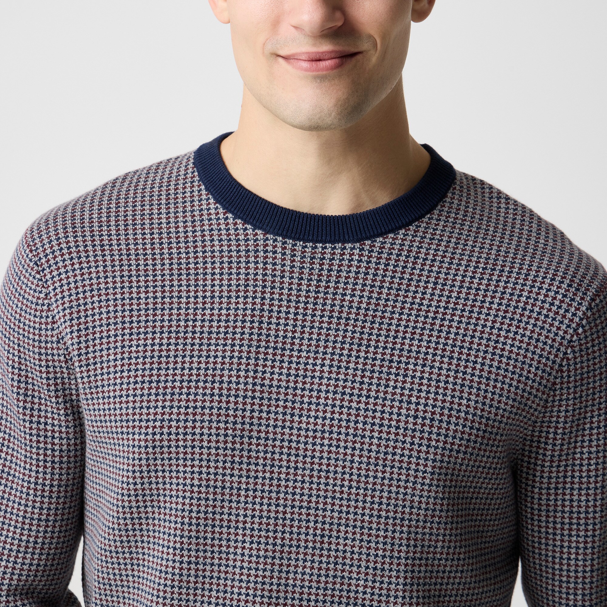 Houndstooth crewneck sweater