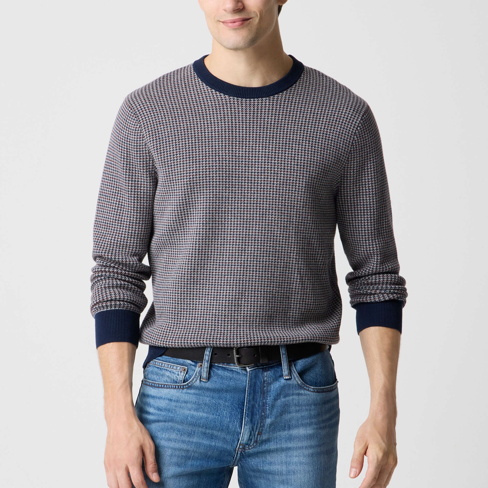 mens Houndstooth crewneck sweater