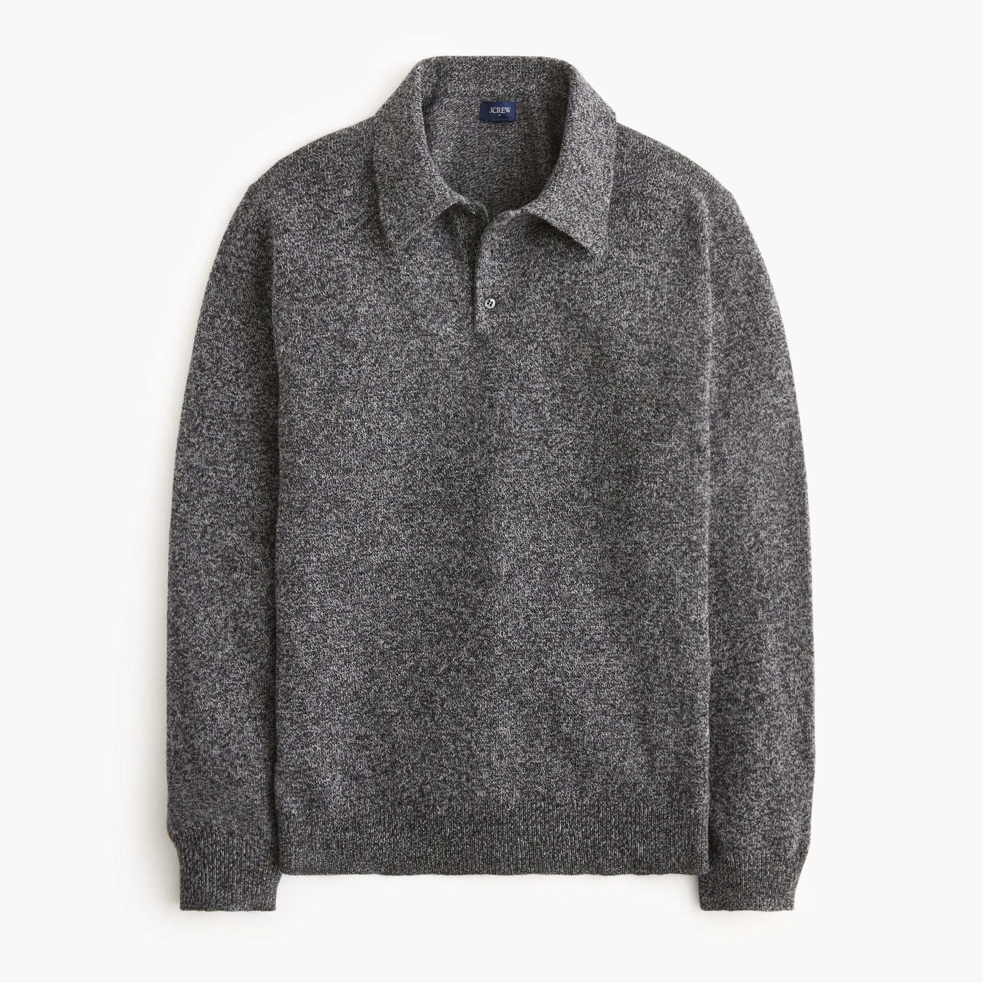 mens Long-sleeve sweater-polo in supersoft lambswool blend