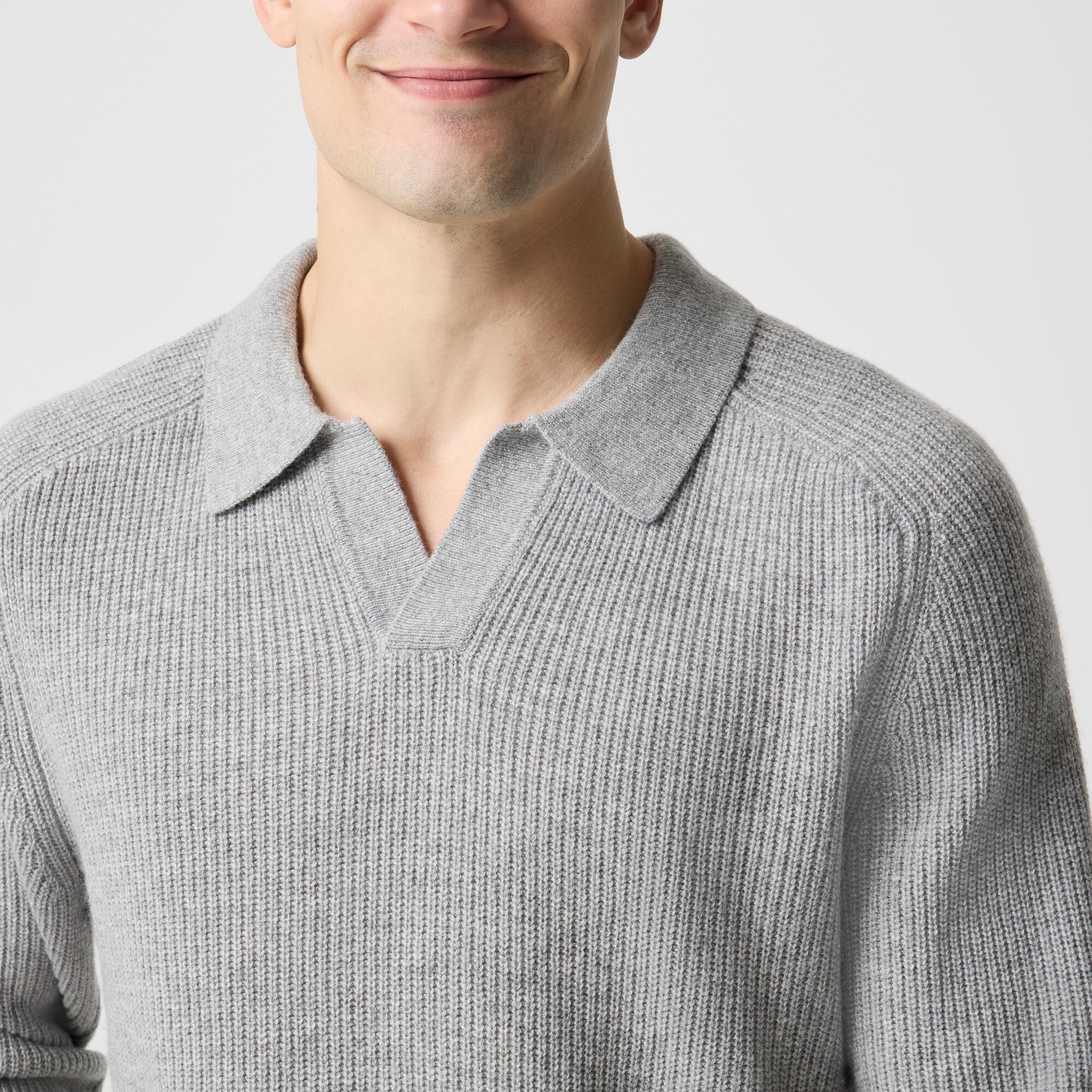 Supersoft lambswool-blend johnny-collar sweater-polo