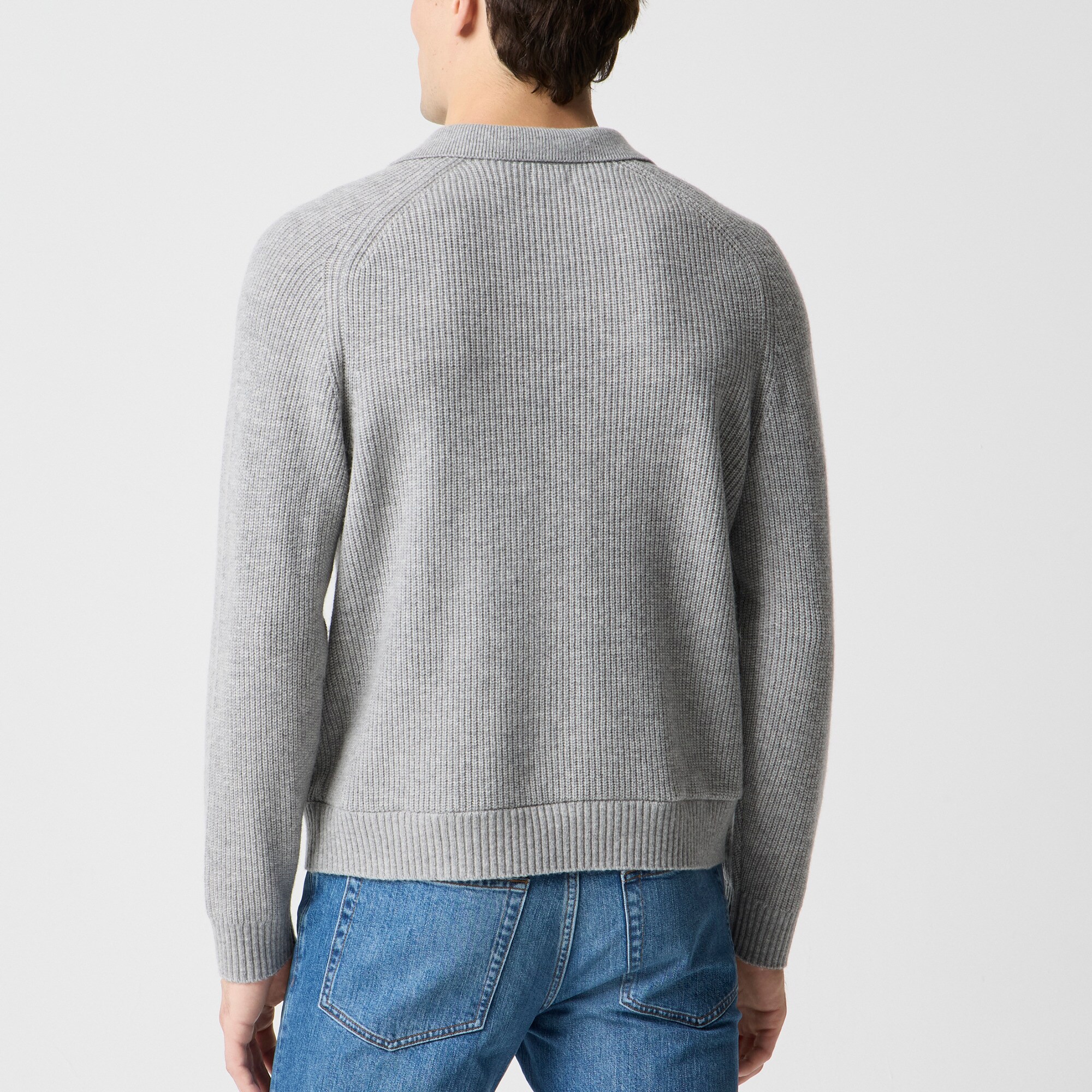 Supersoft lambswool-blend johnny-collar sweater-polo