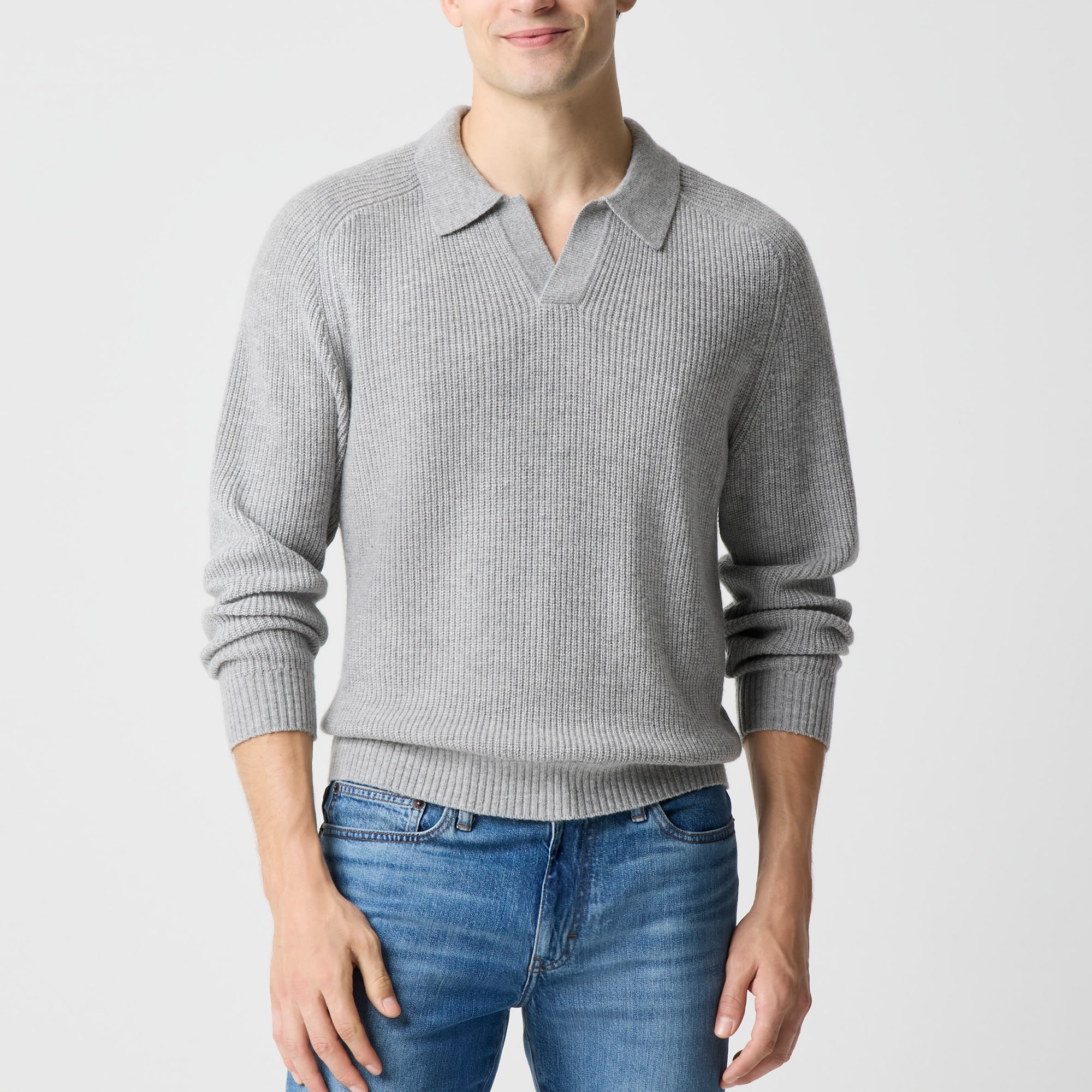 Supersoft Lambswool-blend Johnny-collar Sweater-polo For Men | Factory
