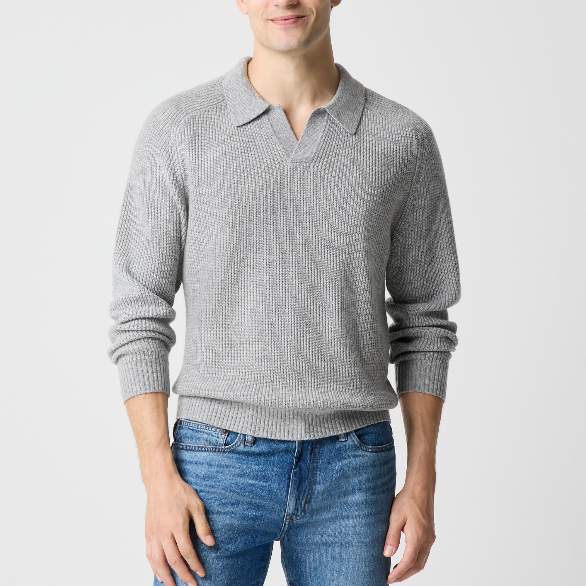 Supersoft Lambswool-blend Johnny-collar Sweater-polo For Men | Factory