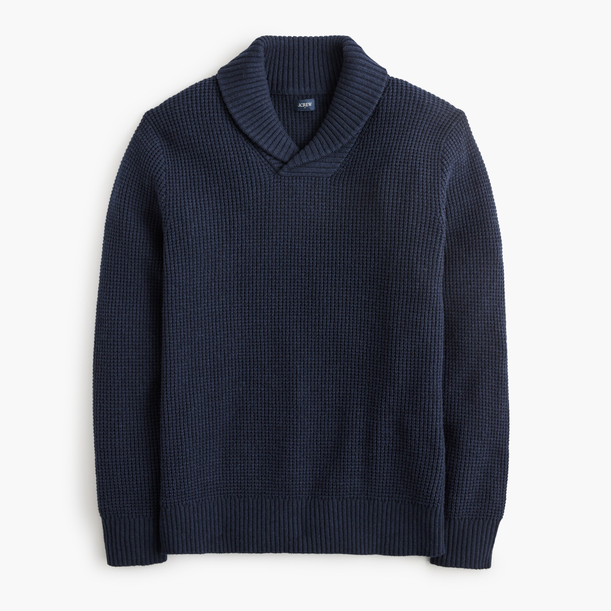 mens Waffle-stitch shawl-collar sweater