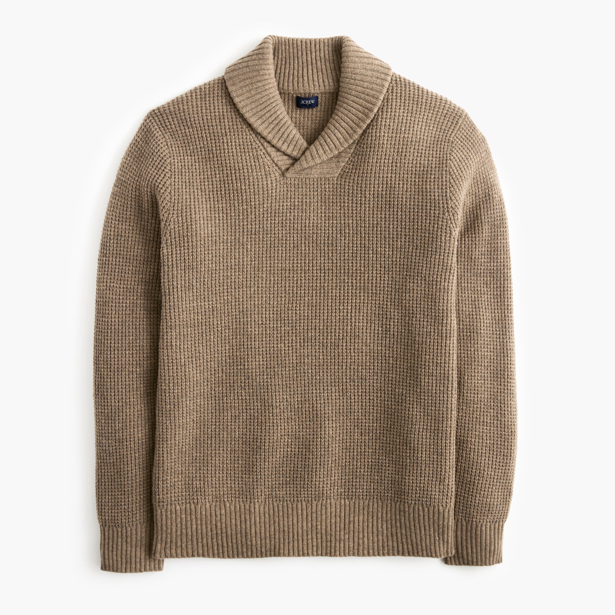 Waffle-stitch Shawl-collar Sweater For Men | Factory