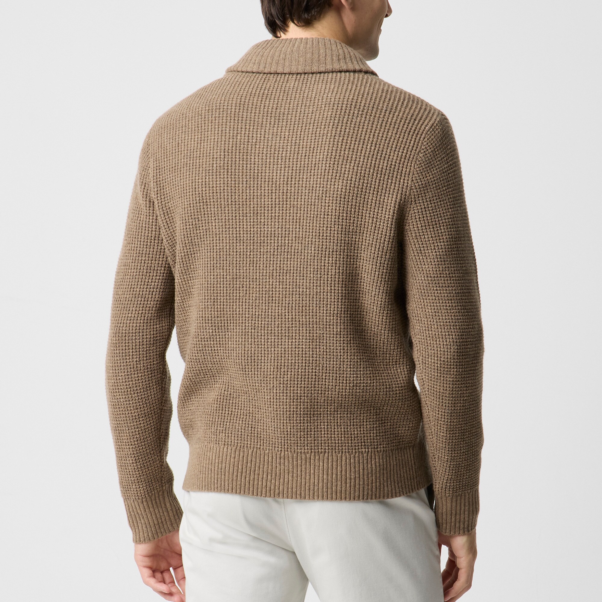 Waffle-stitch Shawl-collar Sweater For Men | Factory