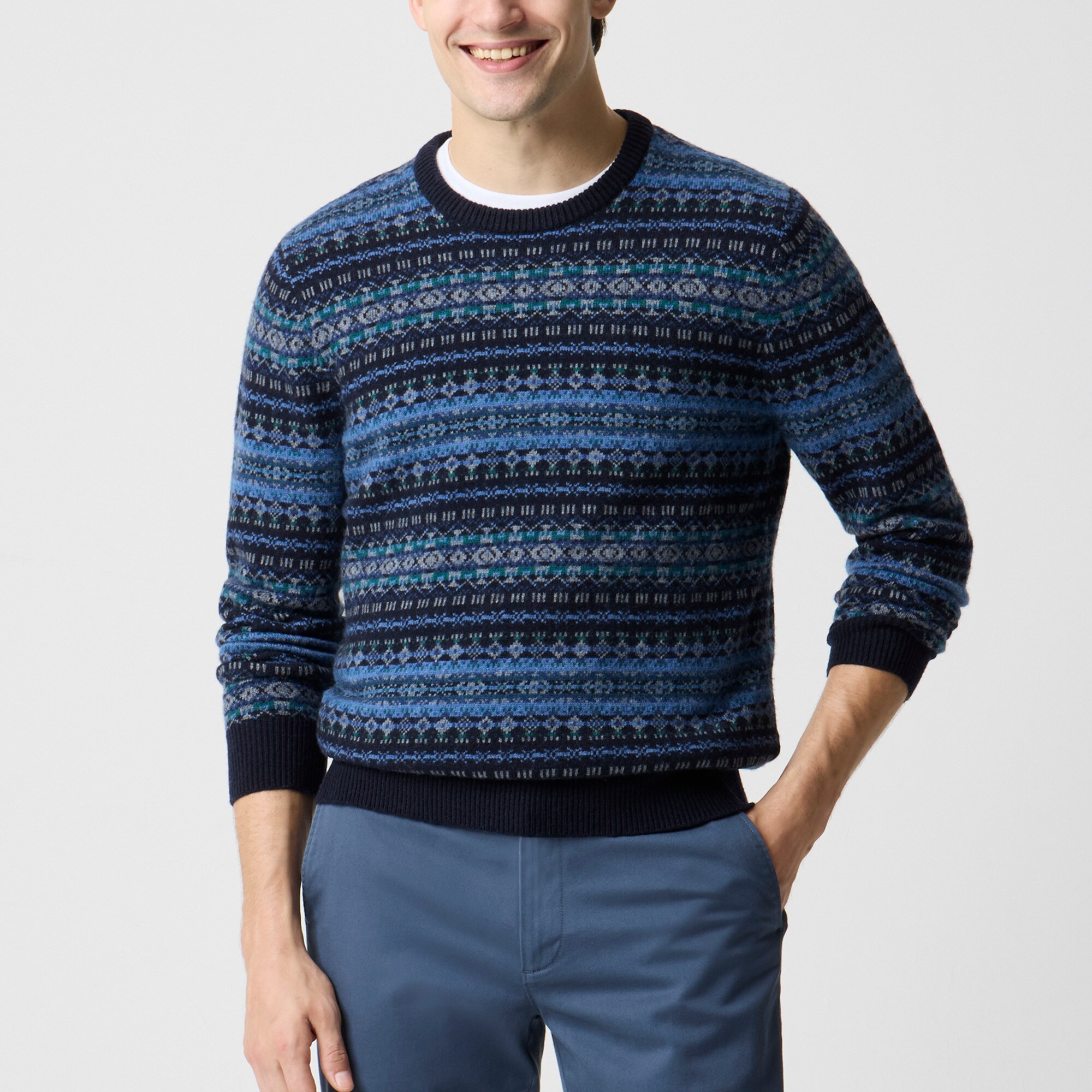 mens Fair Isle sweater in supersoft lambswool blend