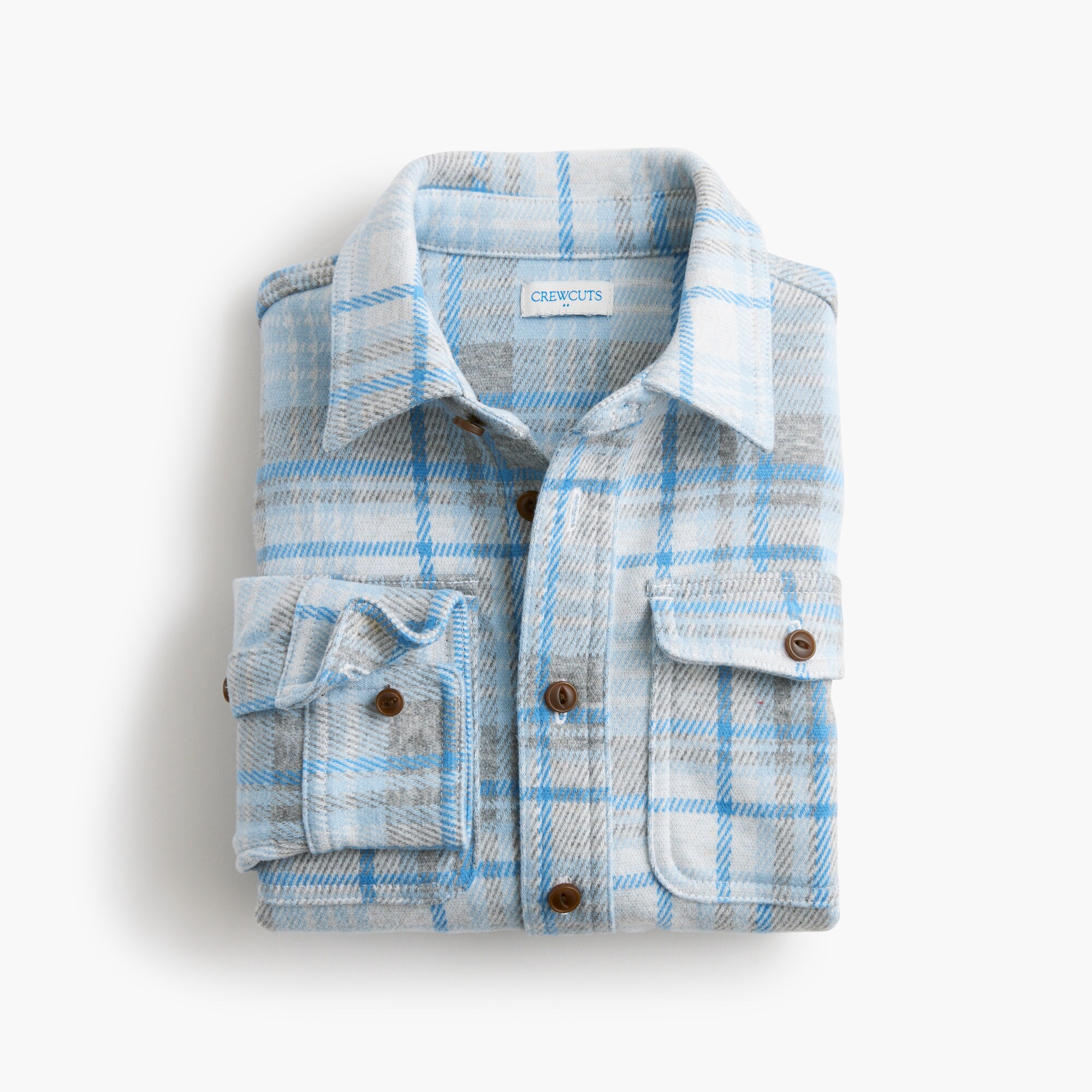  Boys' plaid knit-twill shirt-jacket