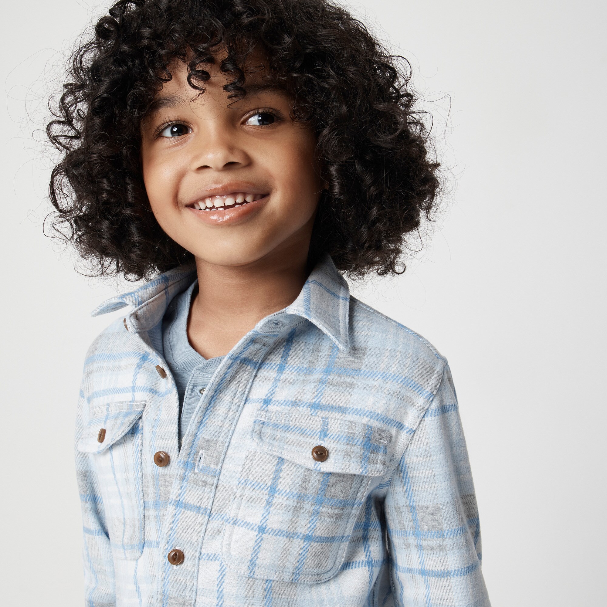 Boys' plaid knit-twill shirt-jacket