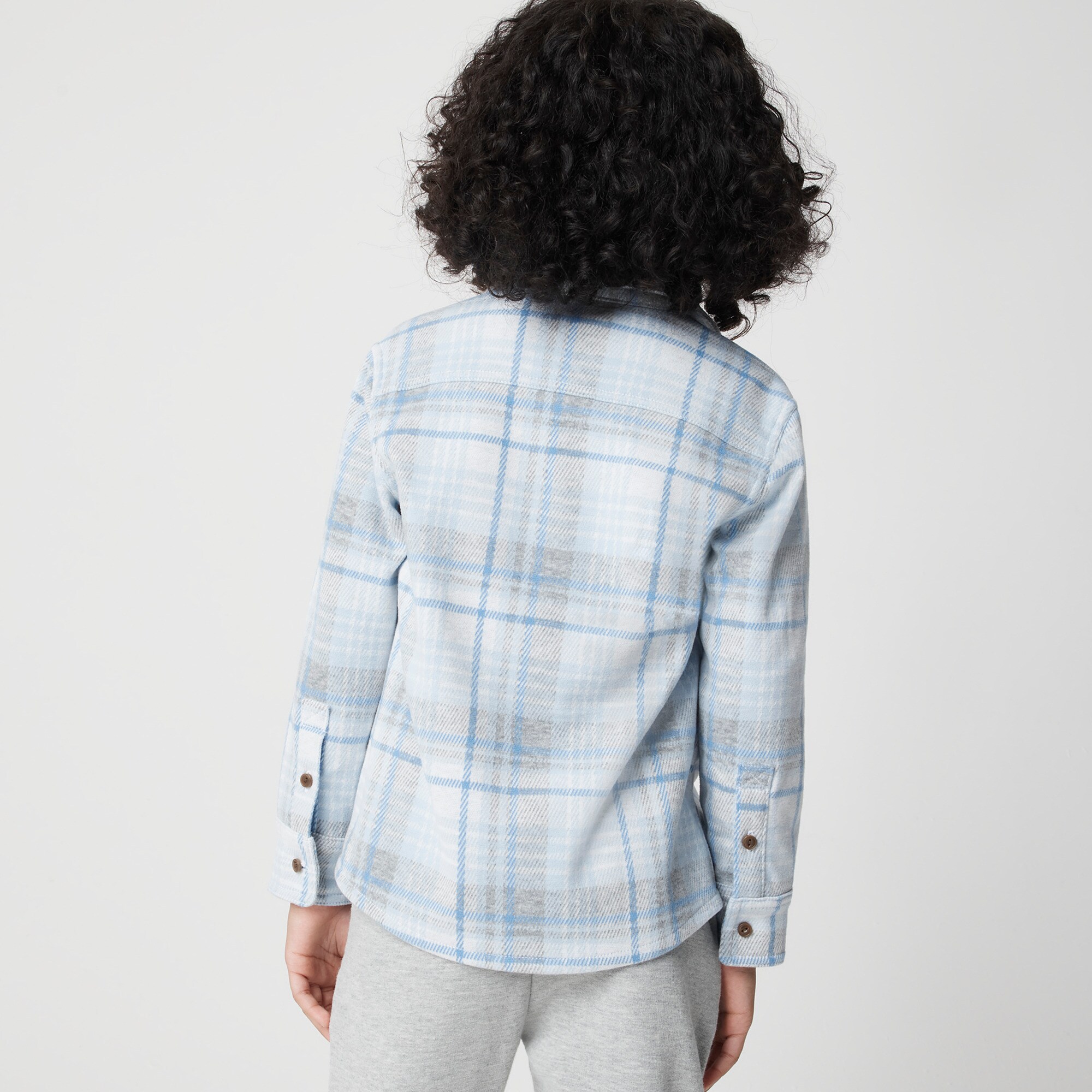Boys' plaid knit-twill shirt-jacket
